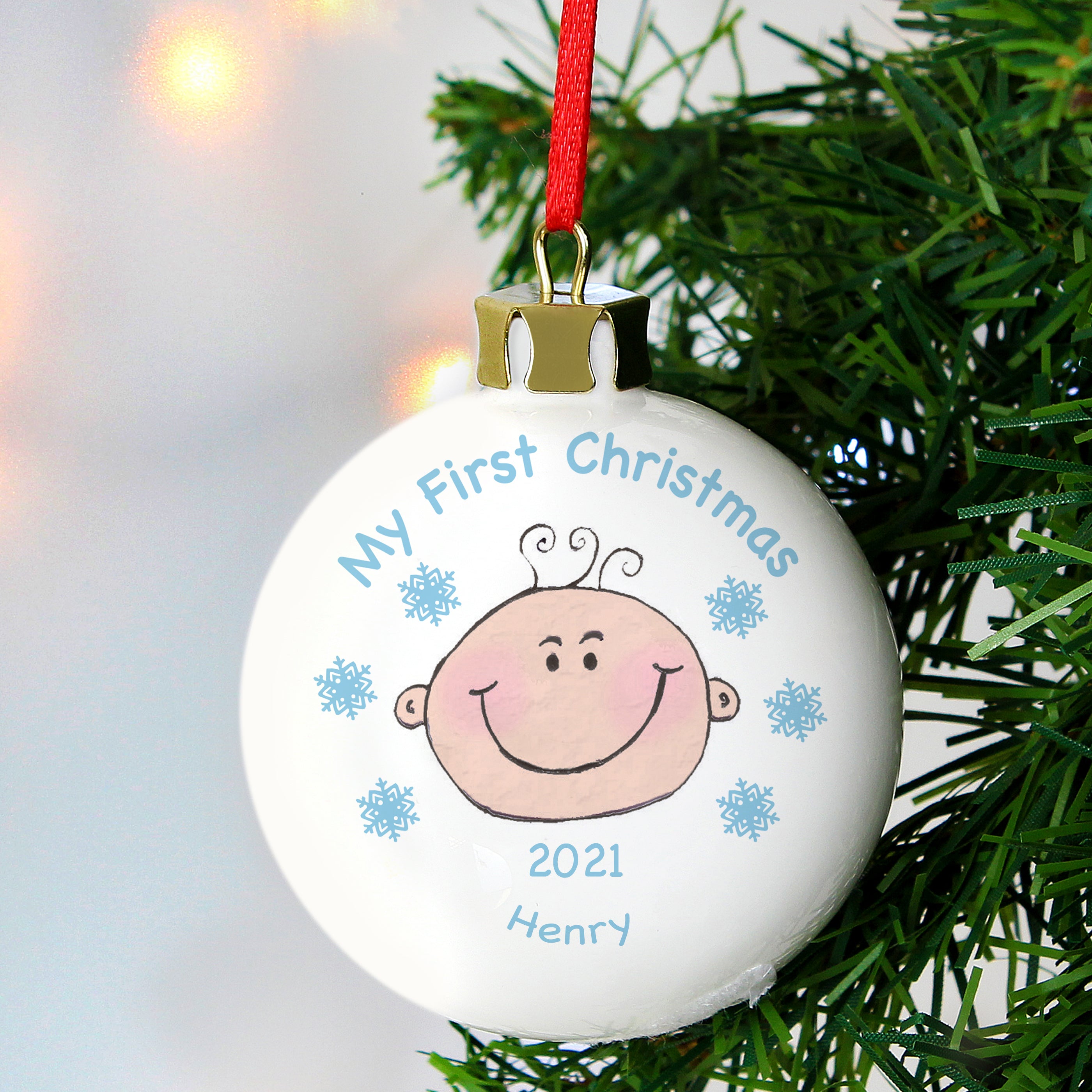 Personalised Baby Boy My First Christmas Bauble