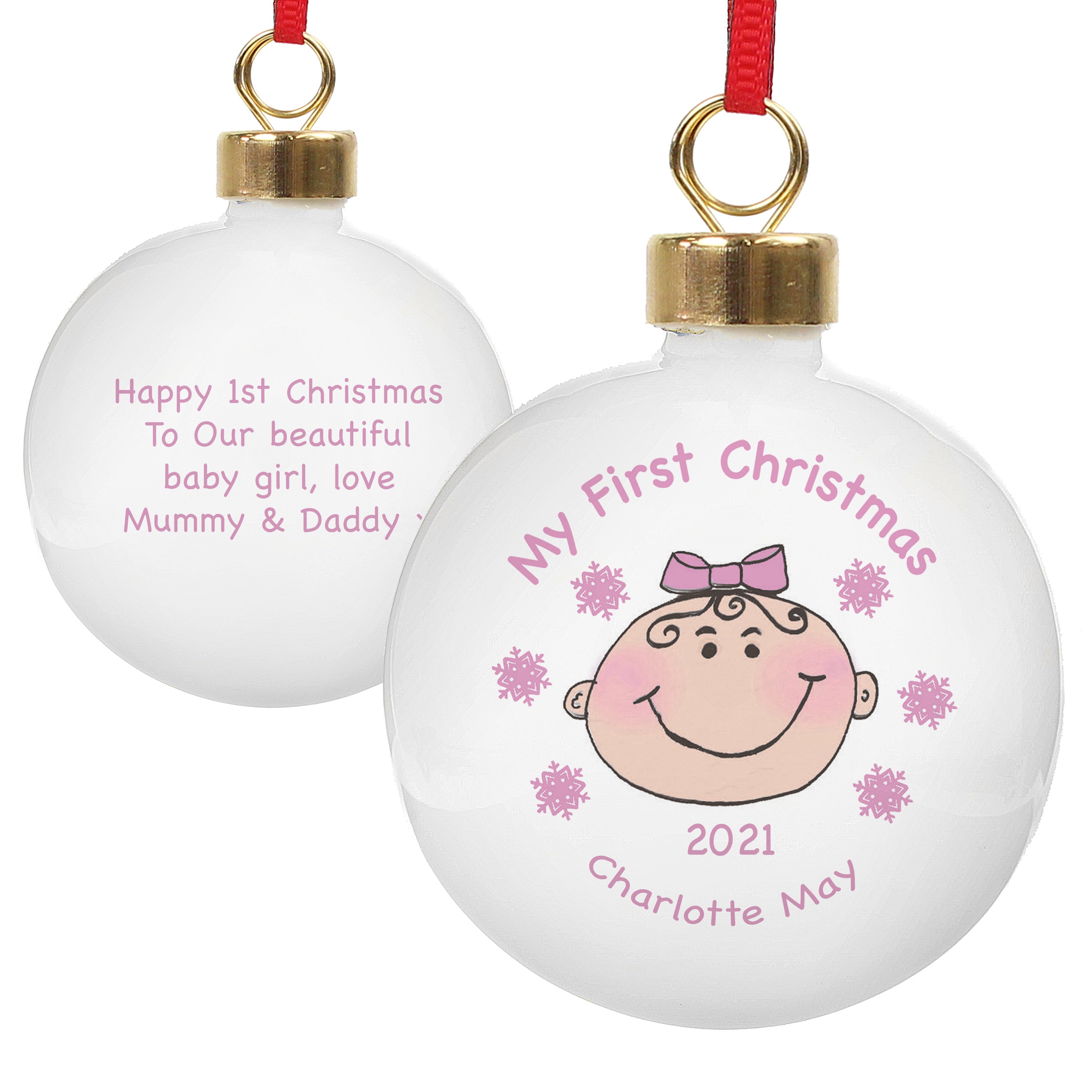 Personalised Baby Girl My First Christmas Bauble