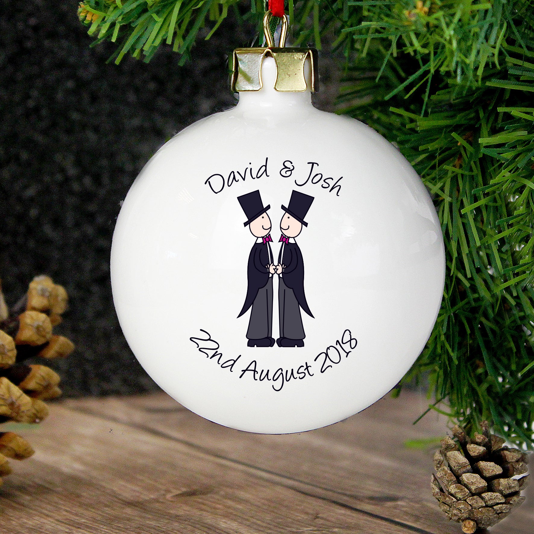 Personalised Male Same-Sex Wedding Bauble