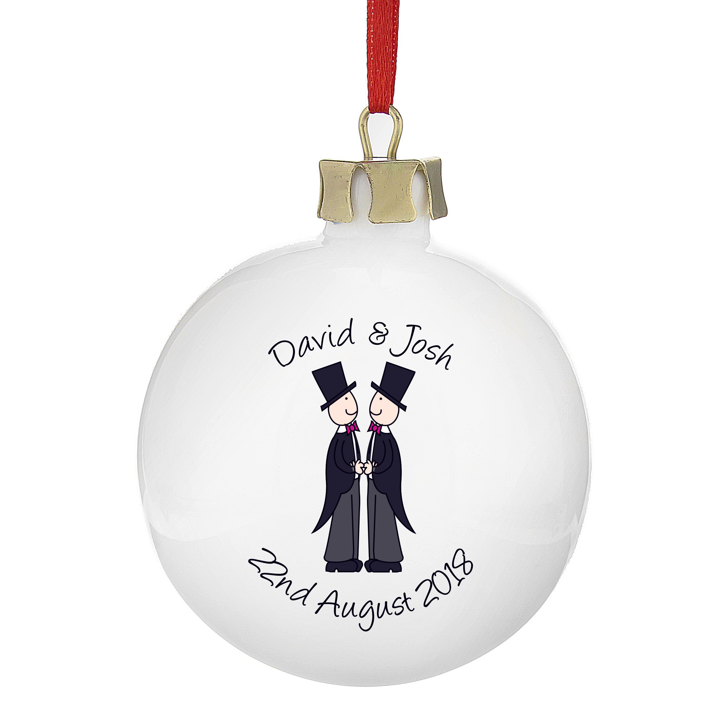 Personalised Male Same-Sex Wedding Bauble