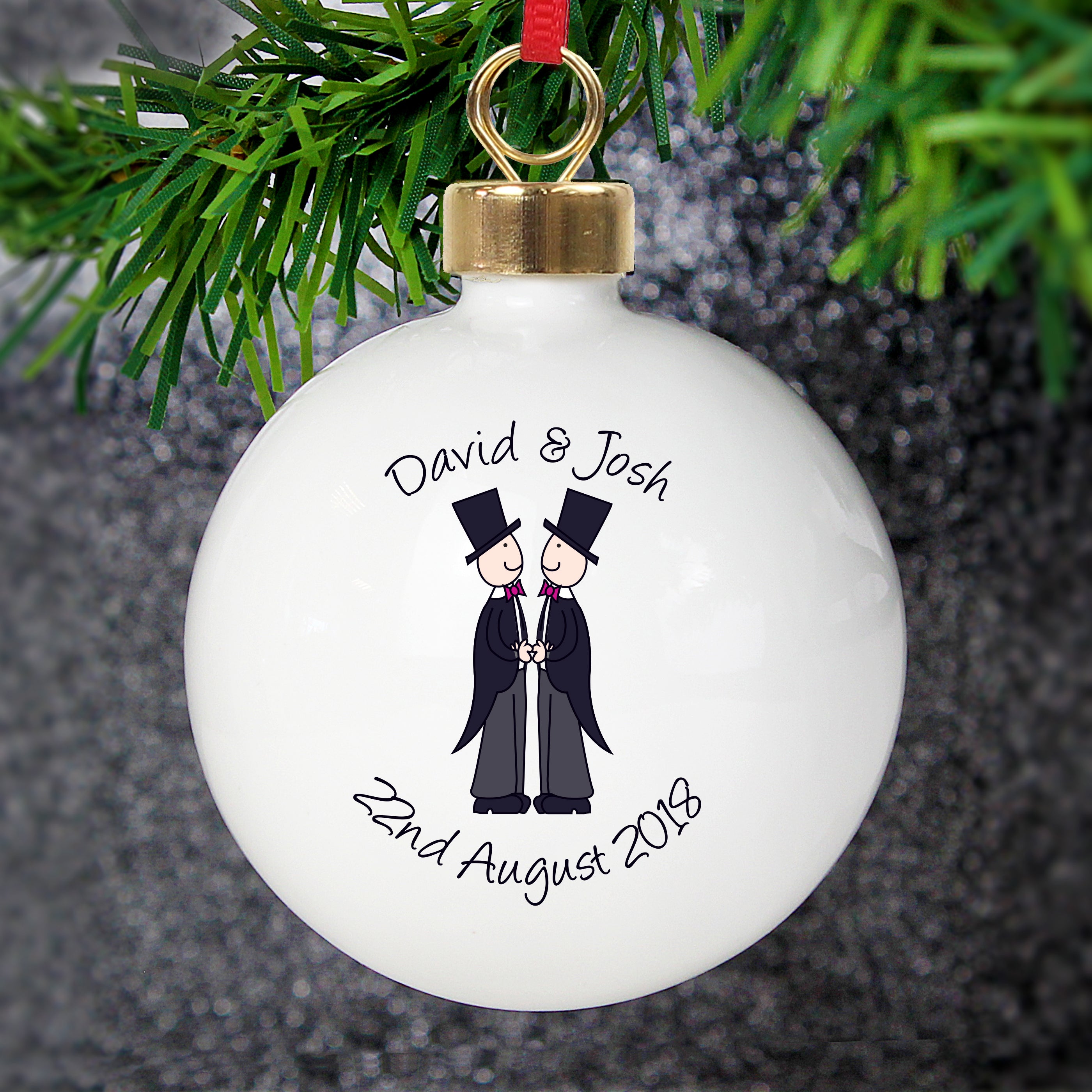 Personalised Male Same-Sex Wedding Bauble