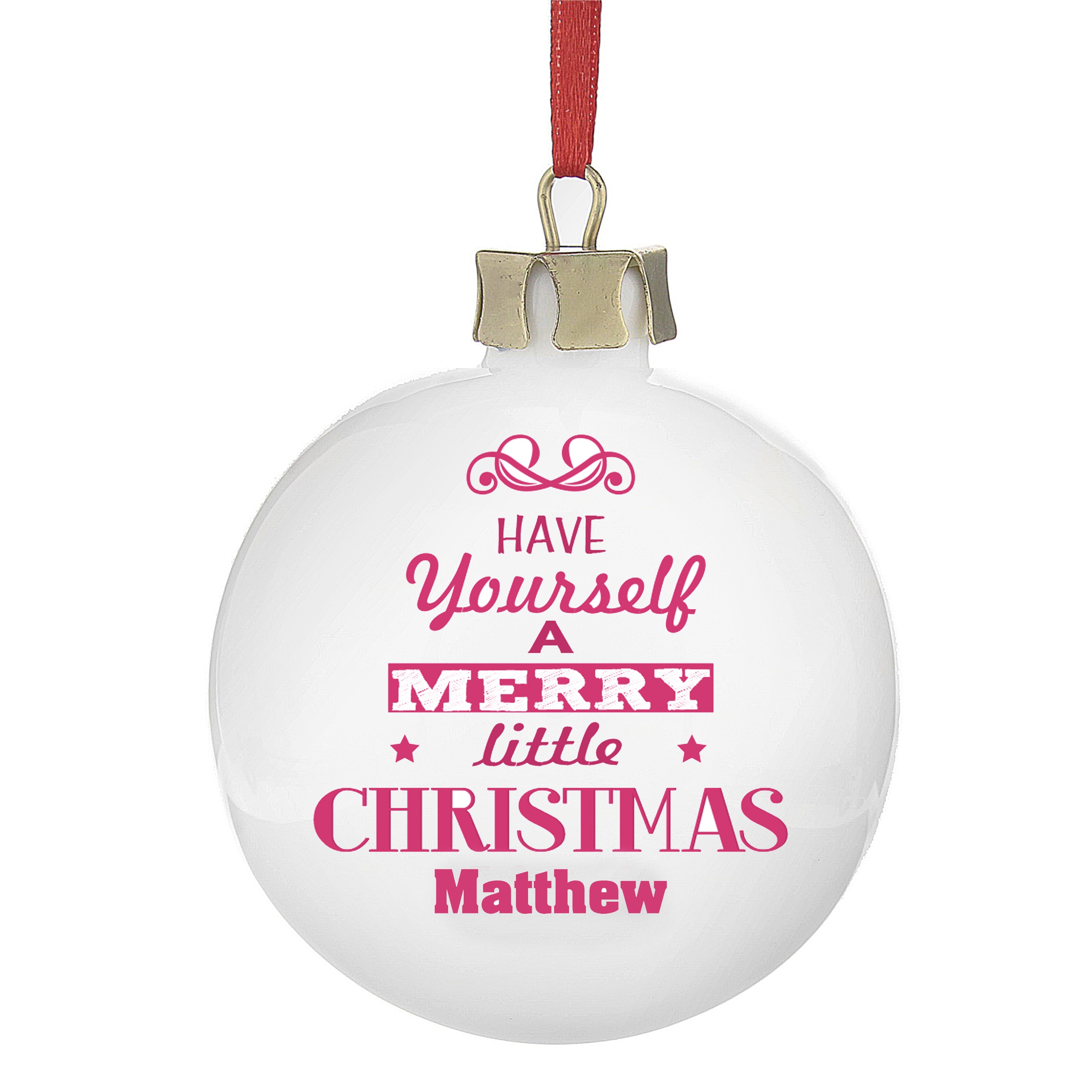 Personalised Merry Little Christmas Bauble