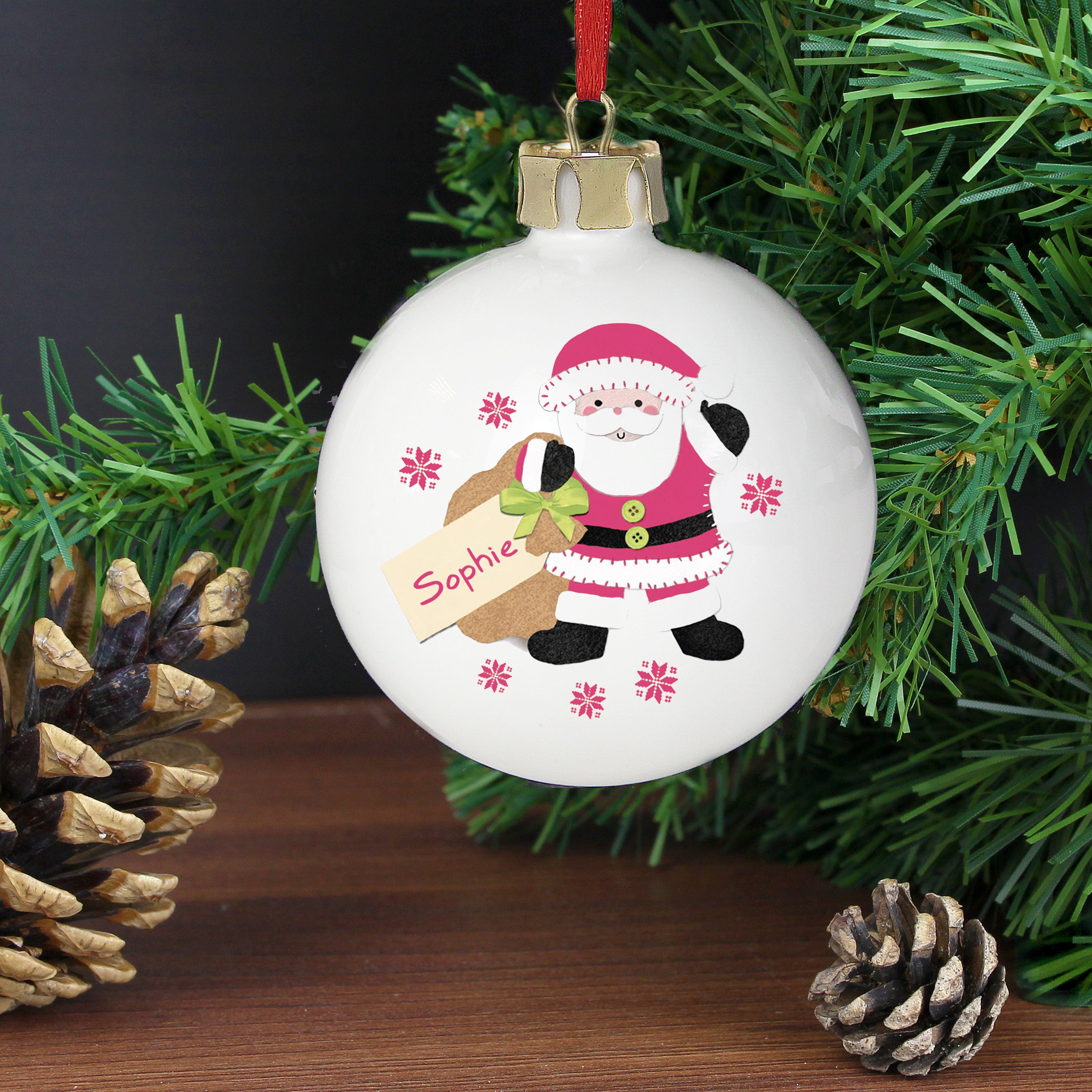 Personalised Felt Stitch Santa Bauble