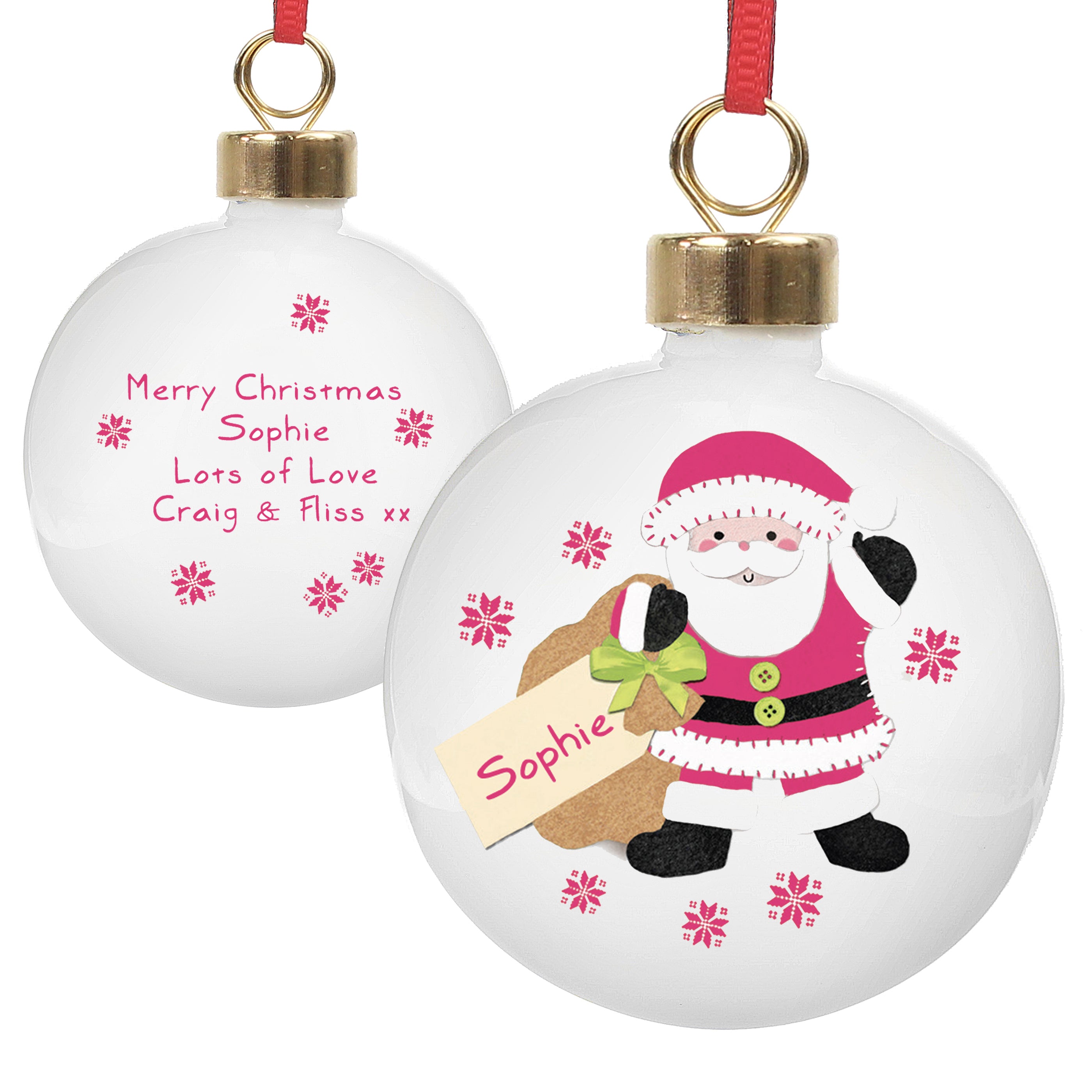 Personalised Felt Stitch Santa Bauble