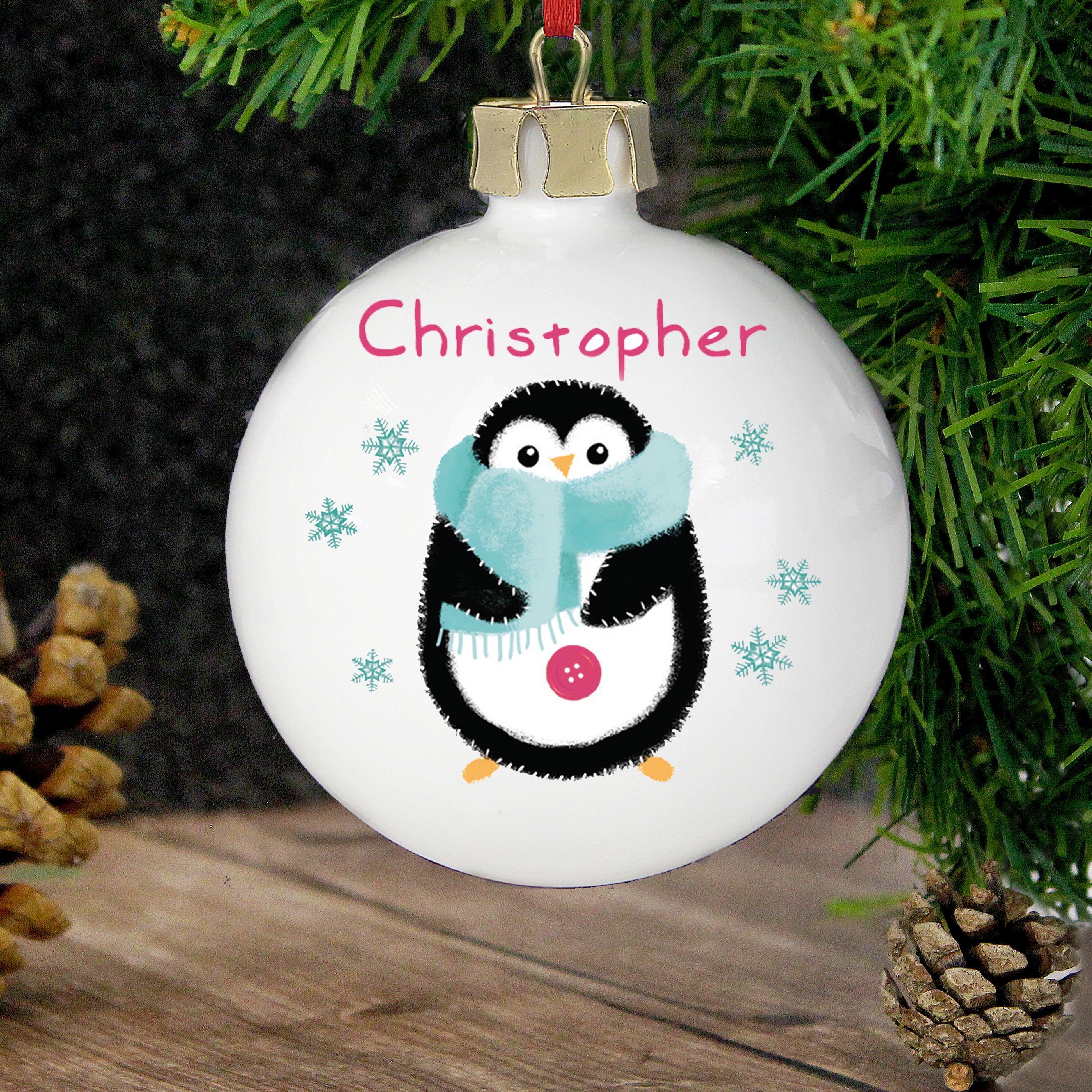 Personalised Felt Stitch Penguin Bauble