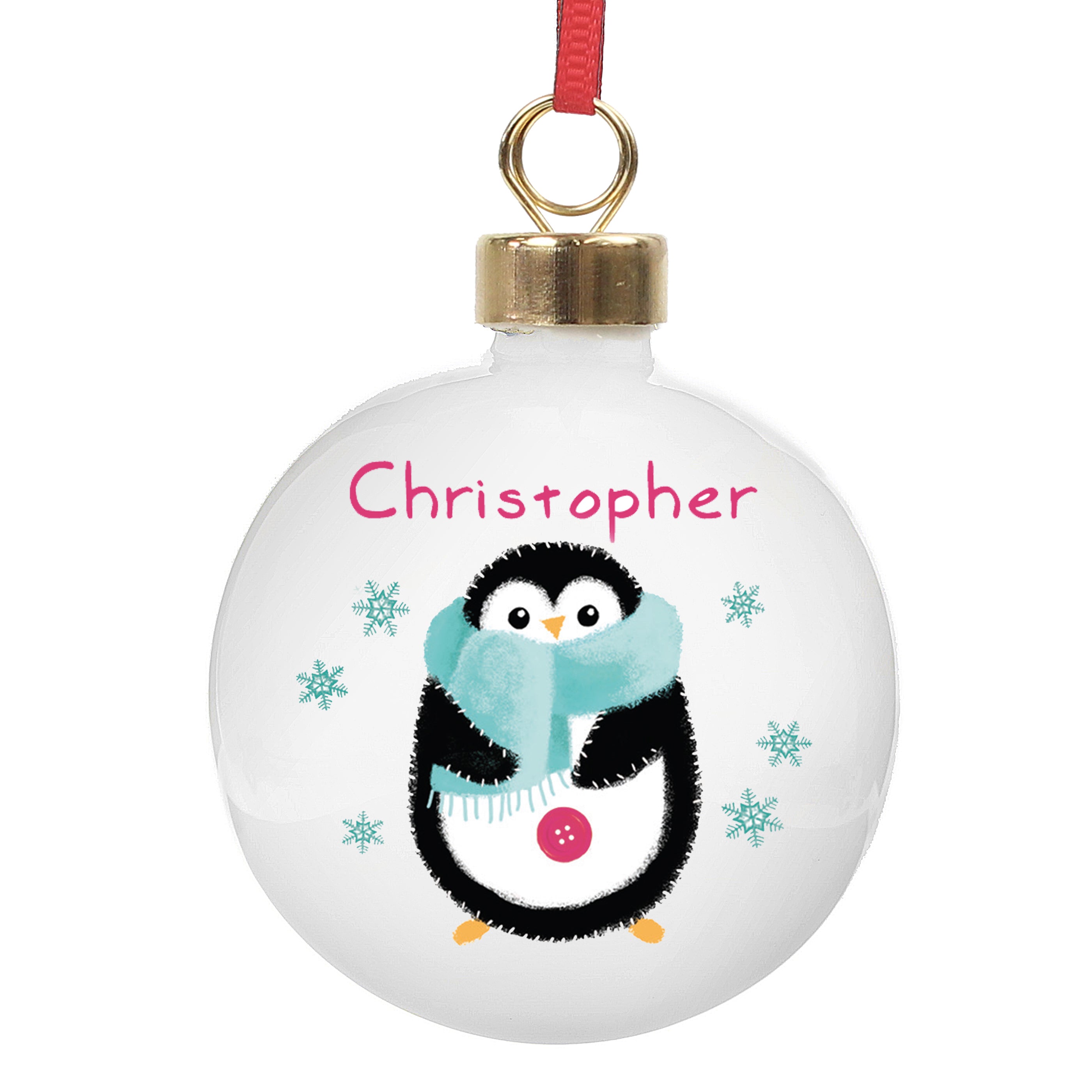 Personalised Felt Stitch Penguin Bauble