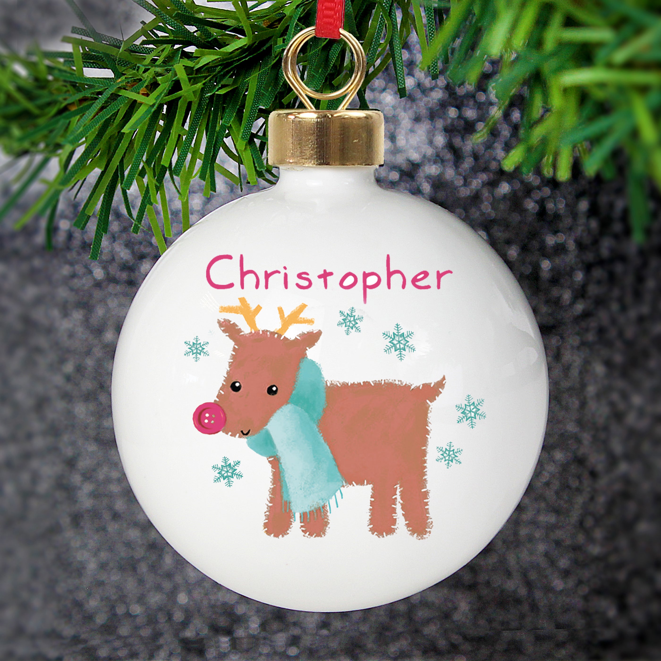 Personalised Felt Stitch Reindeer Bauble