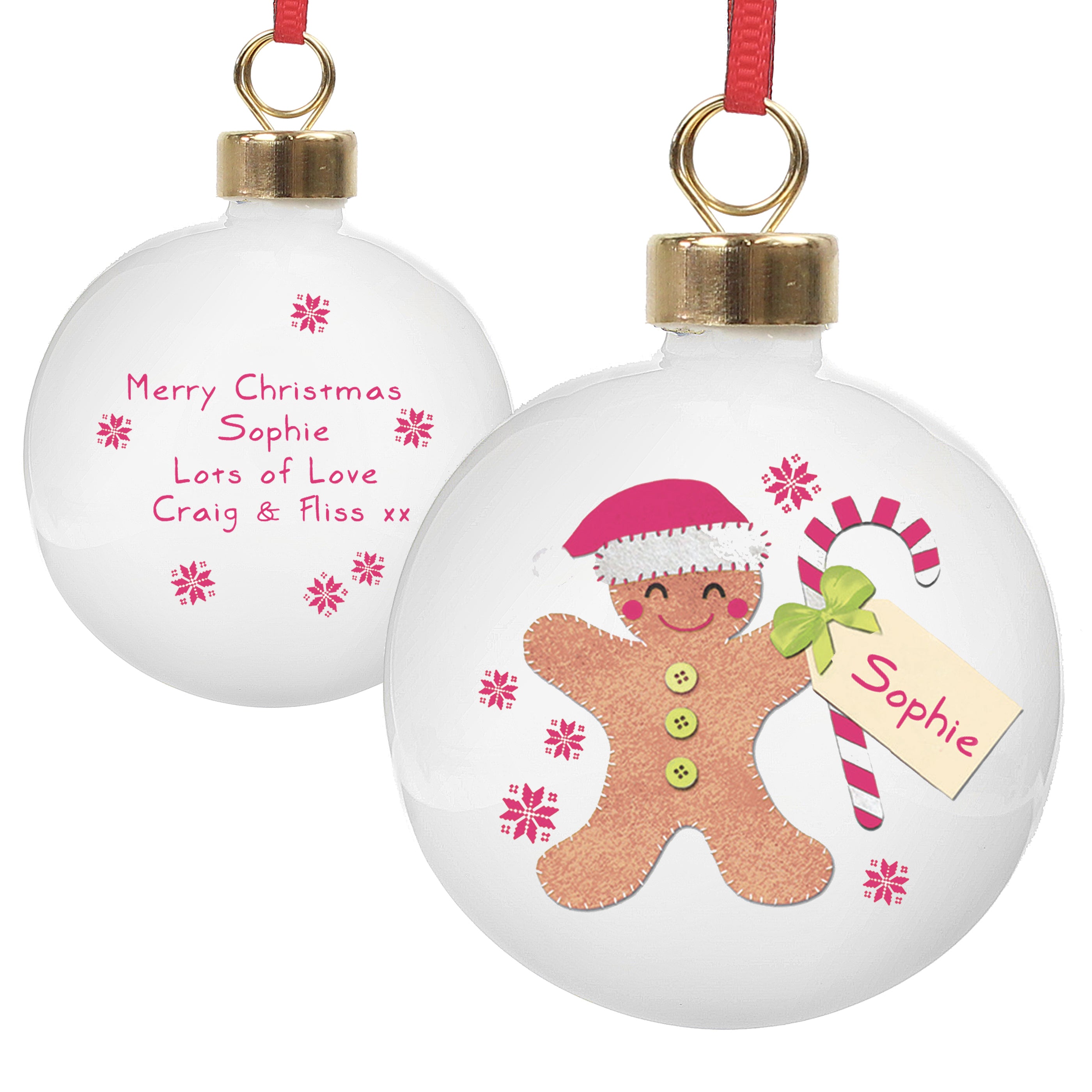 Personalised Felt Stitch Gingerbread Man Bauble