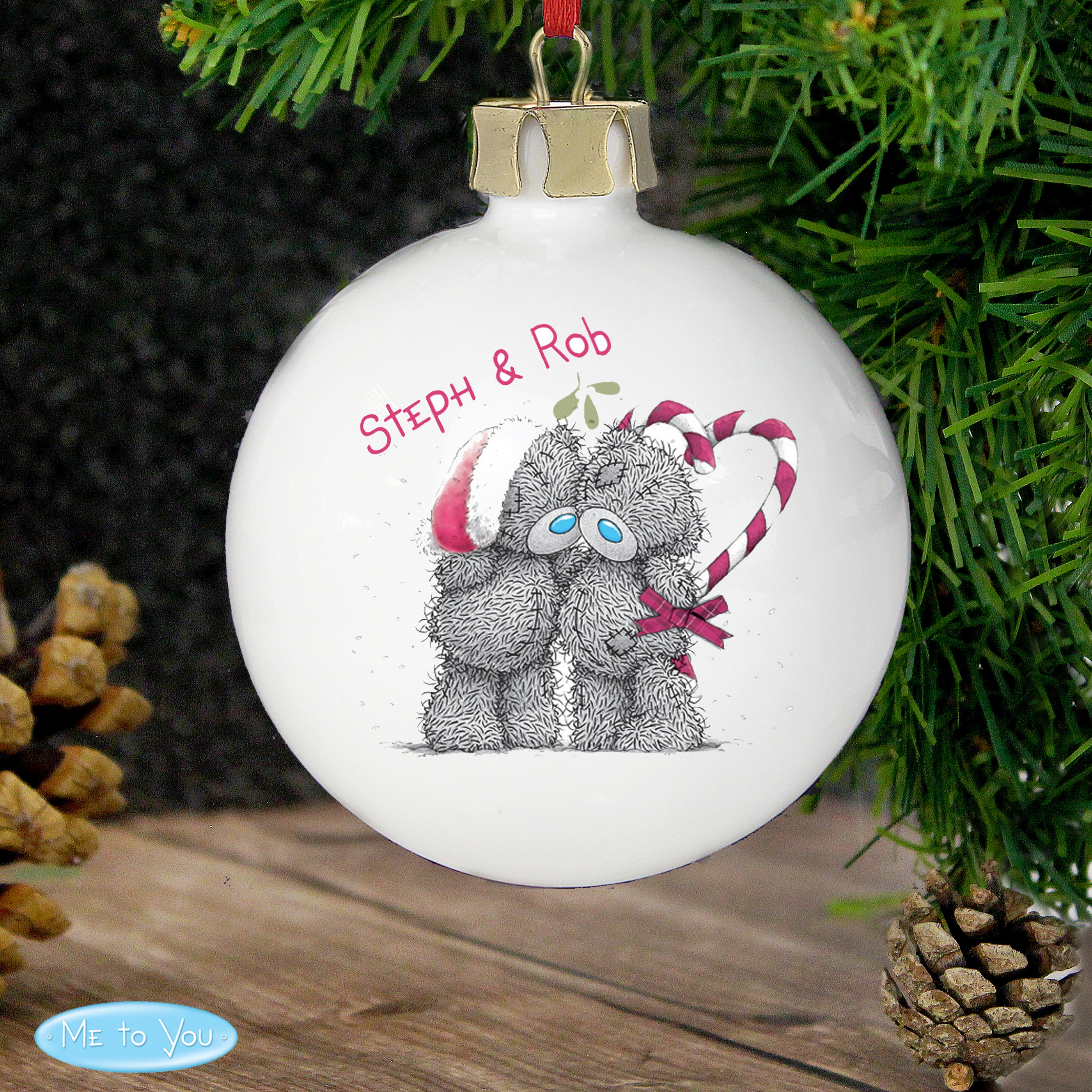 Personalised Me To You Couple Christmas Bauble