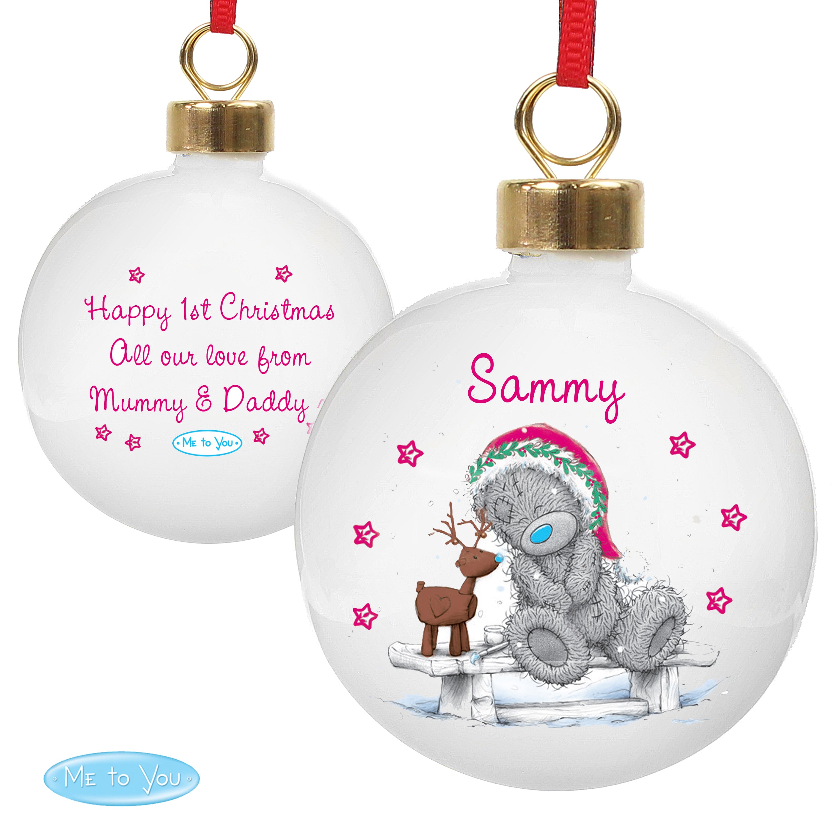 Personalised Me To You Reindeer Bauble