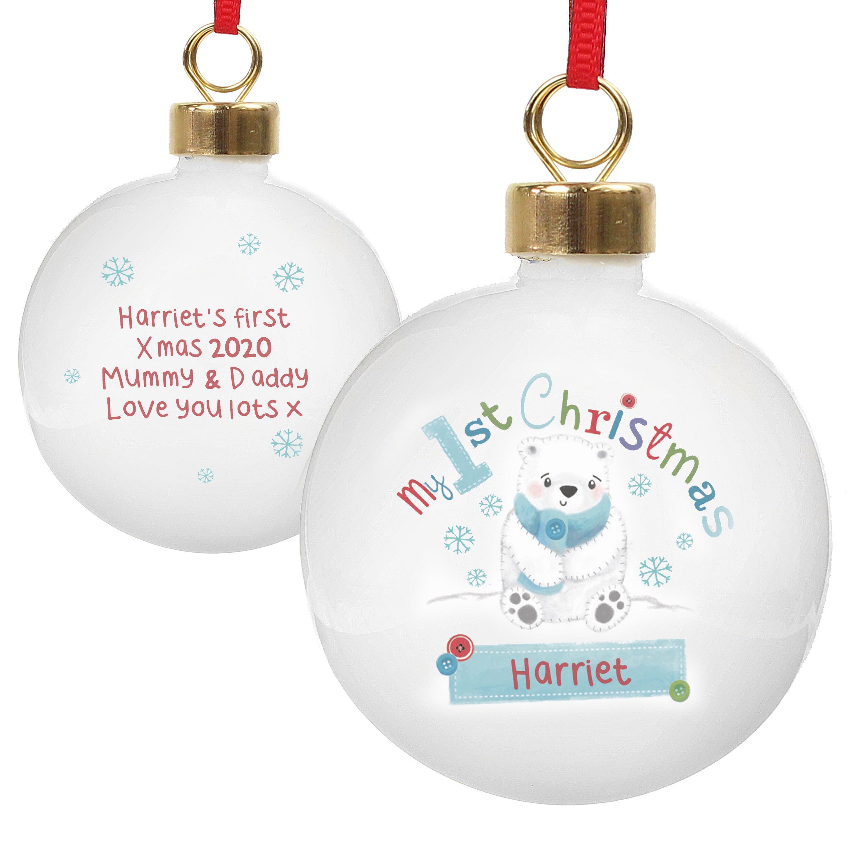 Personalised Polar Bear My 1st Christmas Bauble