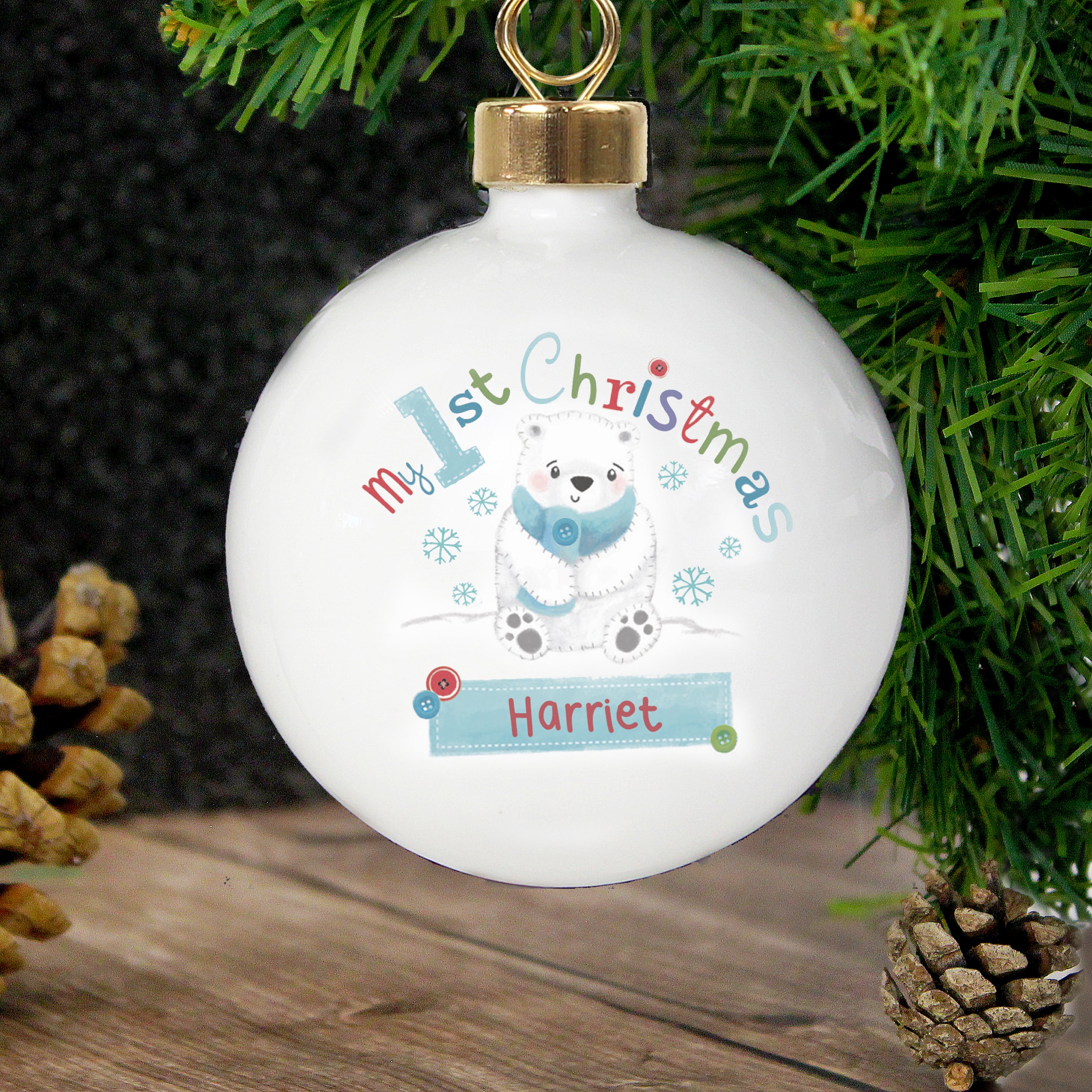 Personalised Polar Bear My 1st Christmas Bauble