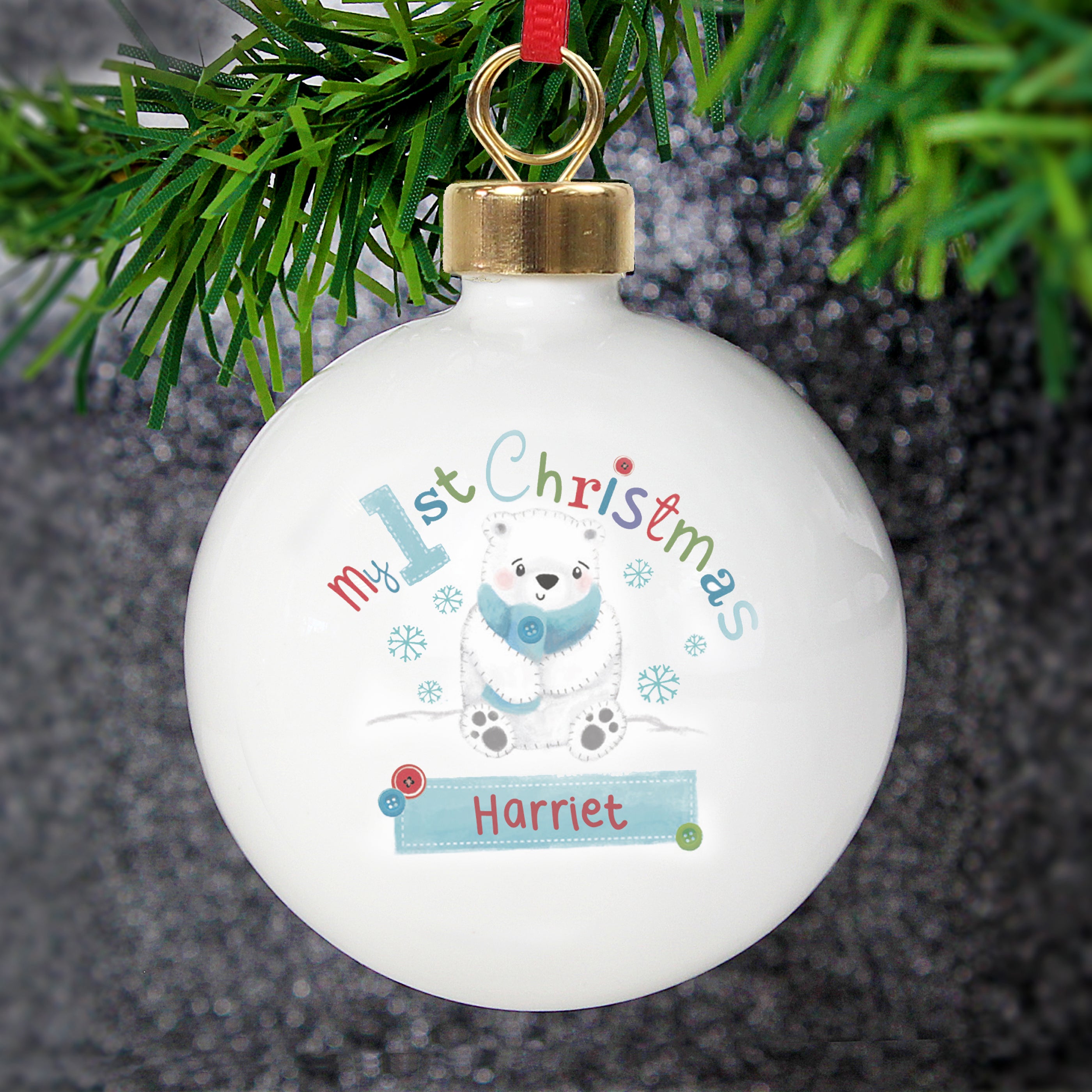 Personalised Polar Bear My 1st Christmas Bauble