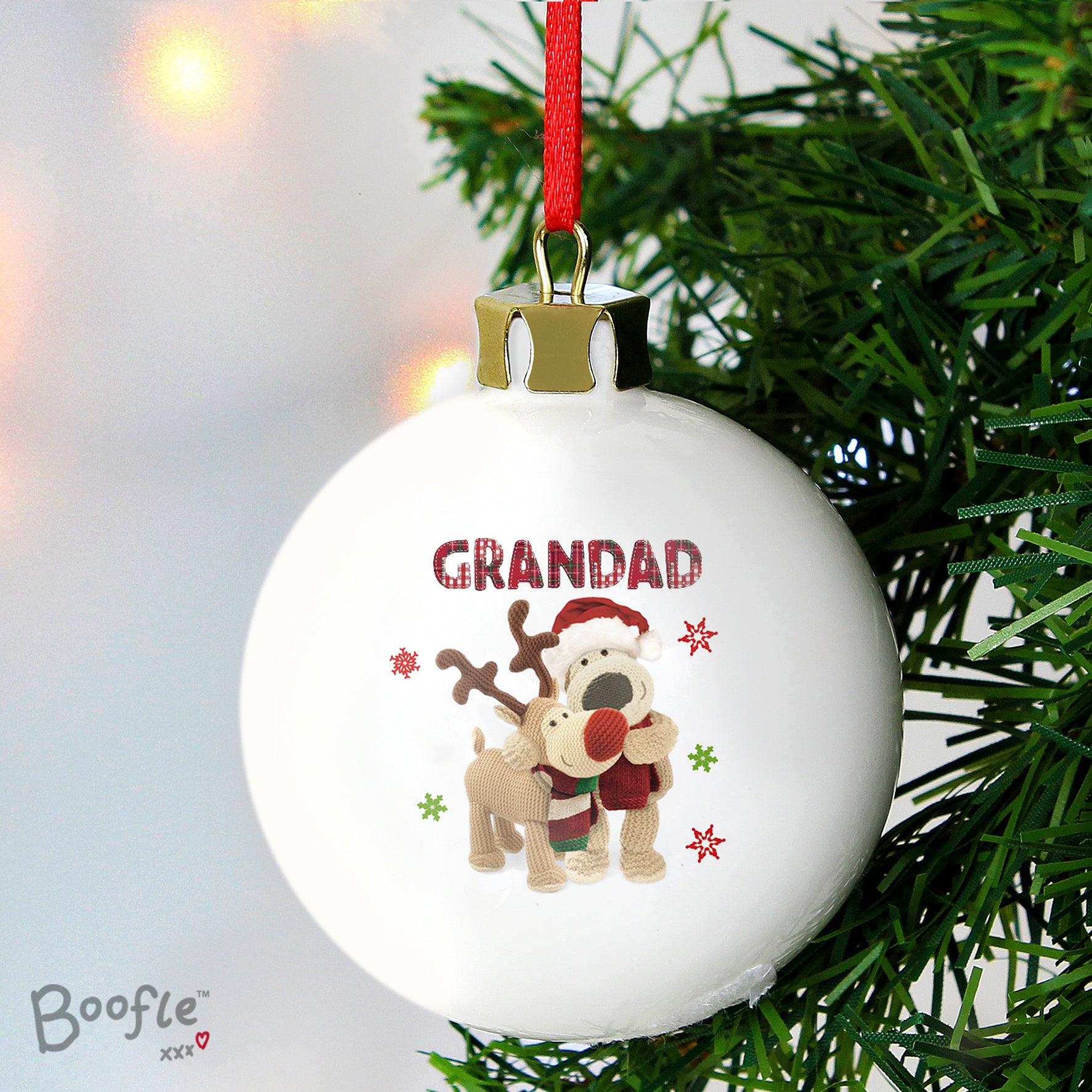 Personalised Boofle Christmas Reindeer Bauble