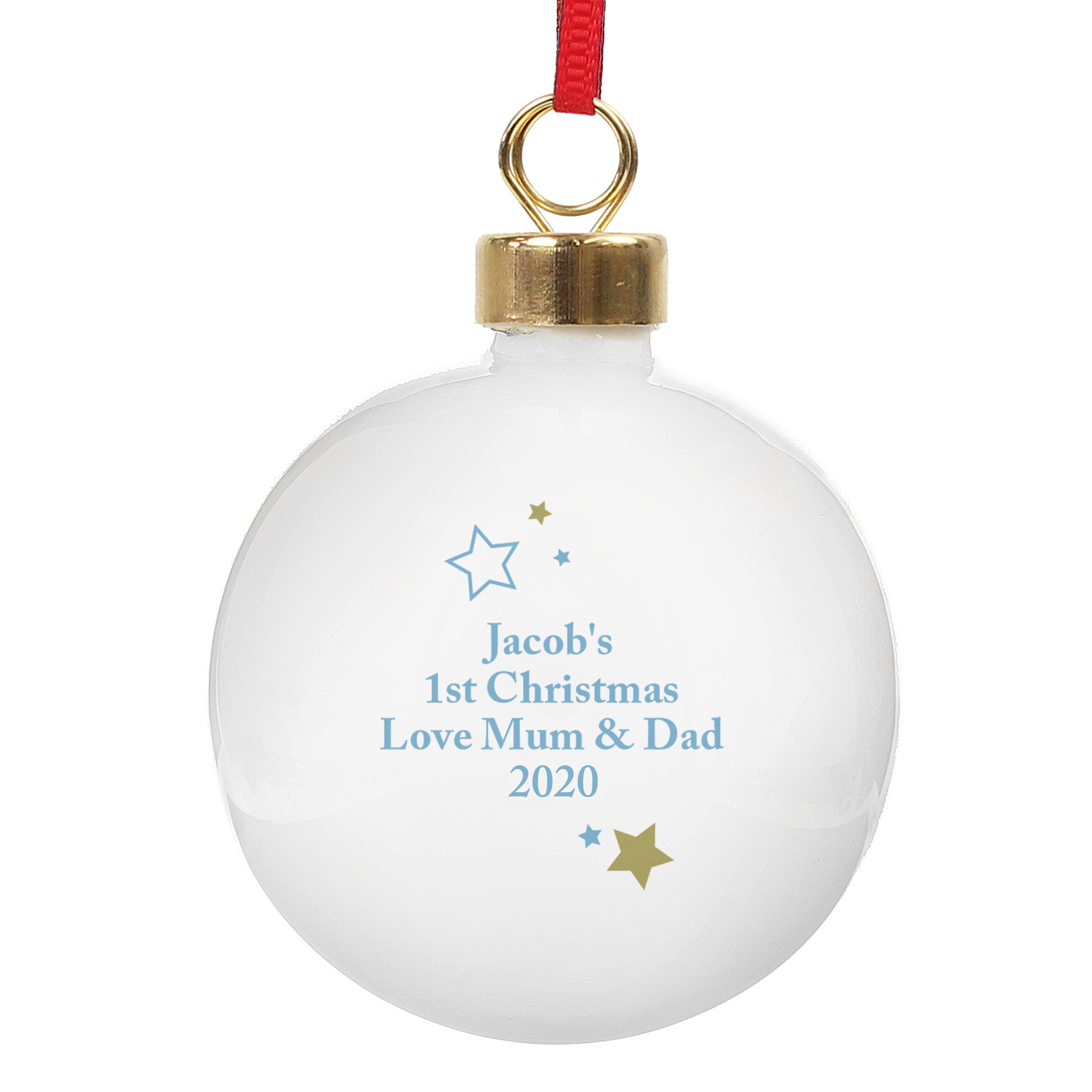 Personalised Gold & Blue Stars My 1st Christmas Bauble