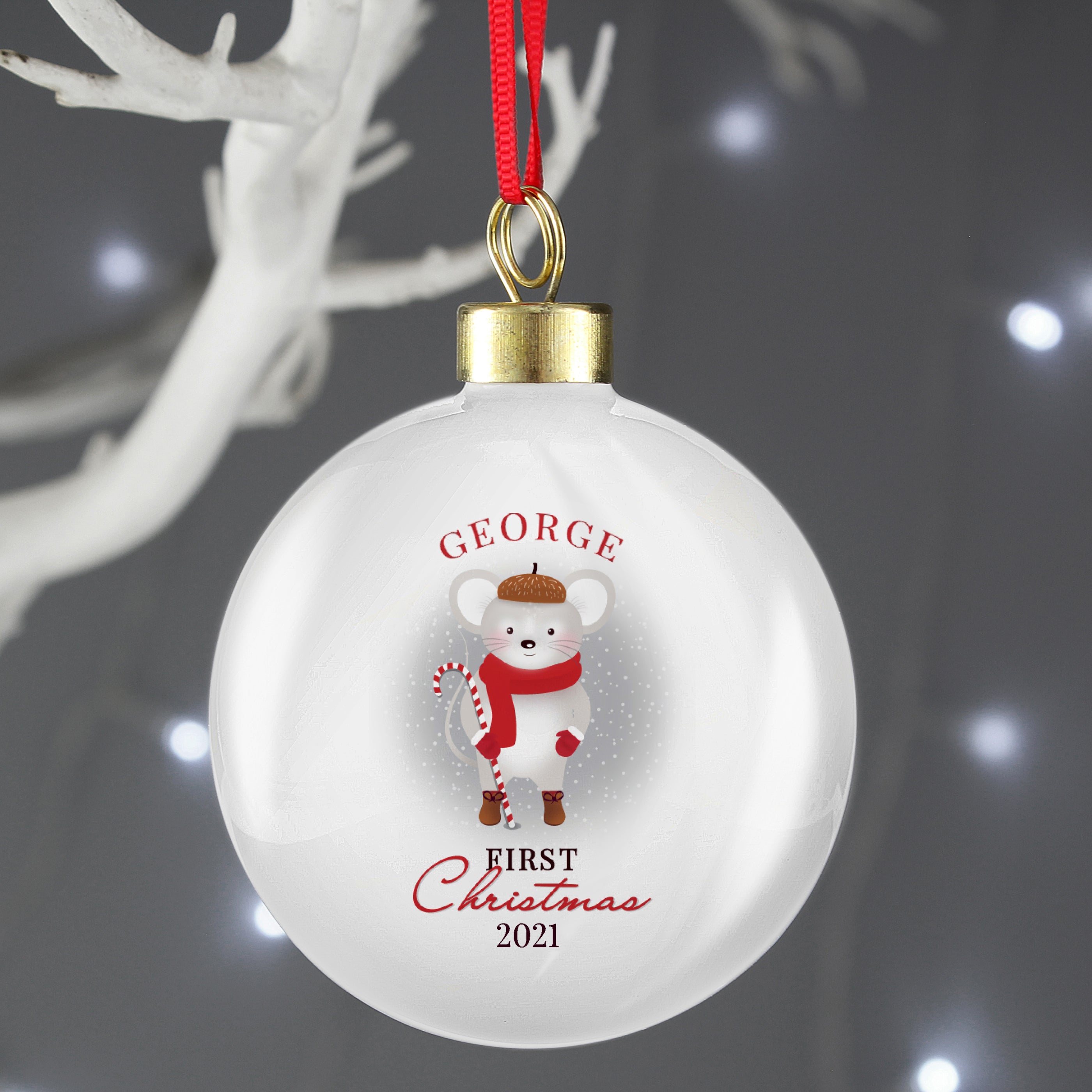 Personalised '1st Christmas' Mouse Bauble