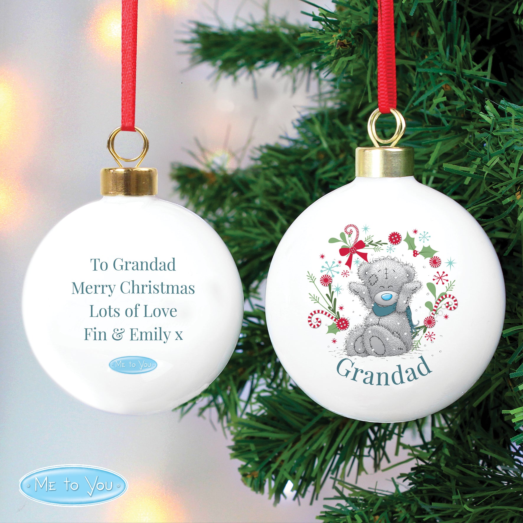 Personalised Me To You For Grandad Dad Christmas Bauble