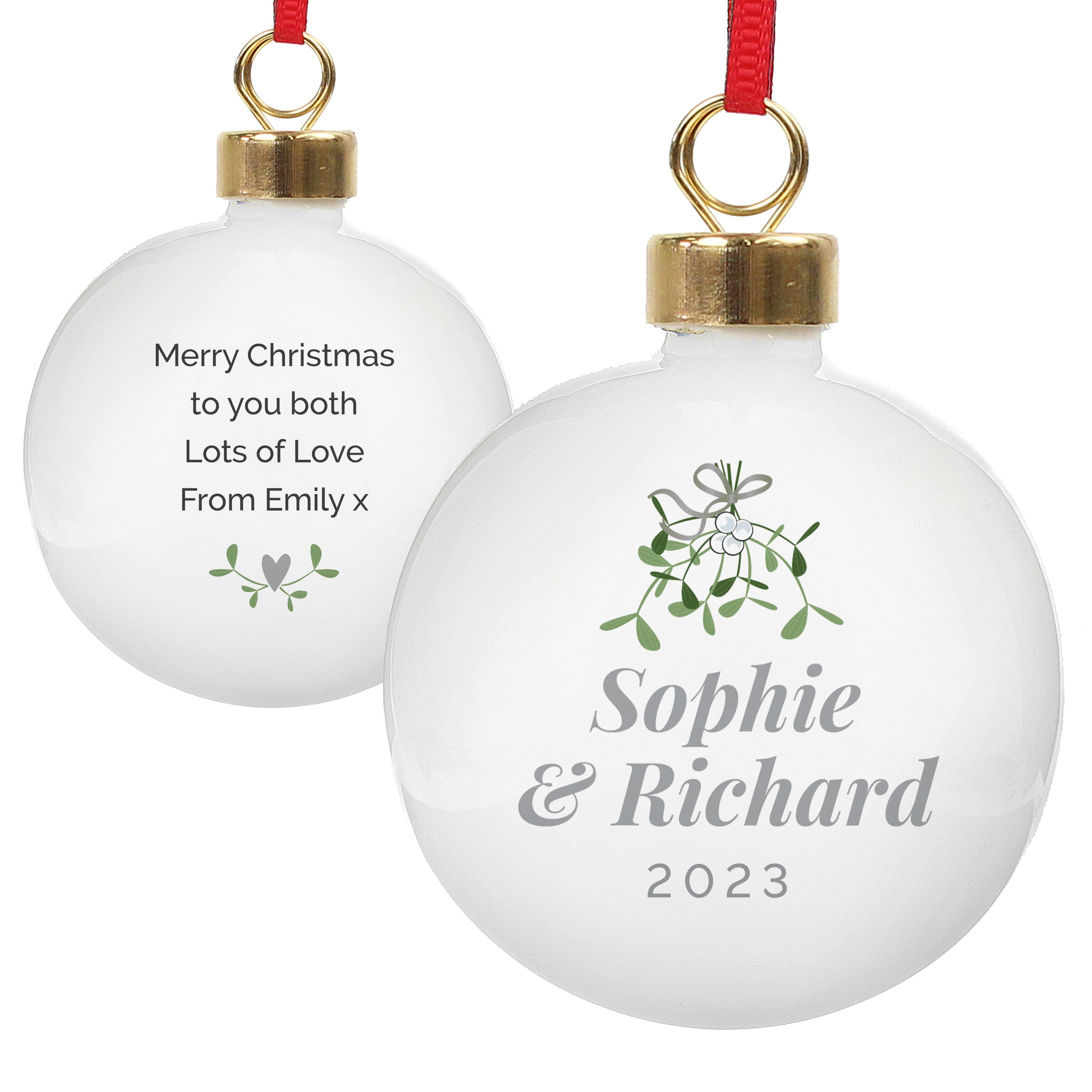 Personalised Couples Mistletoe Bauble