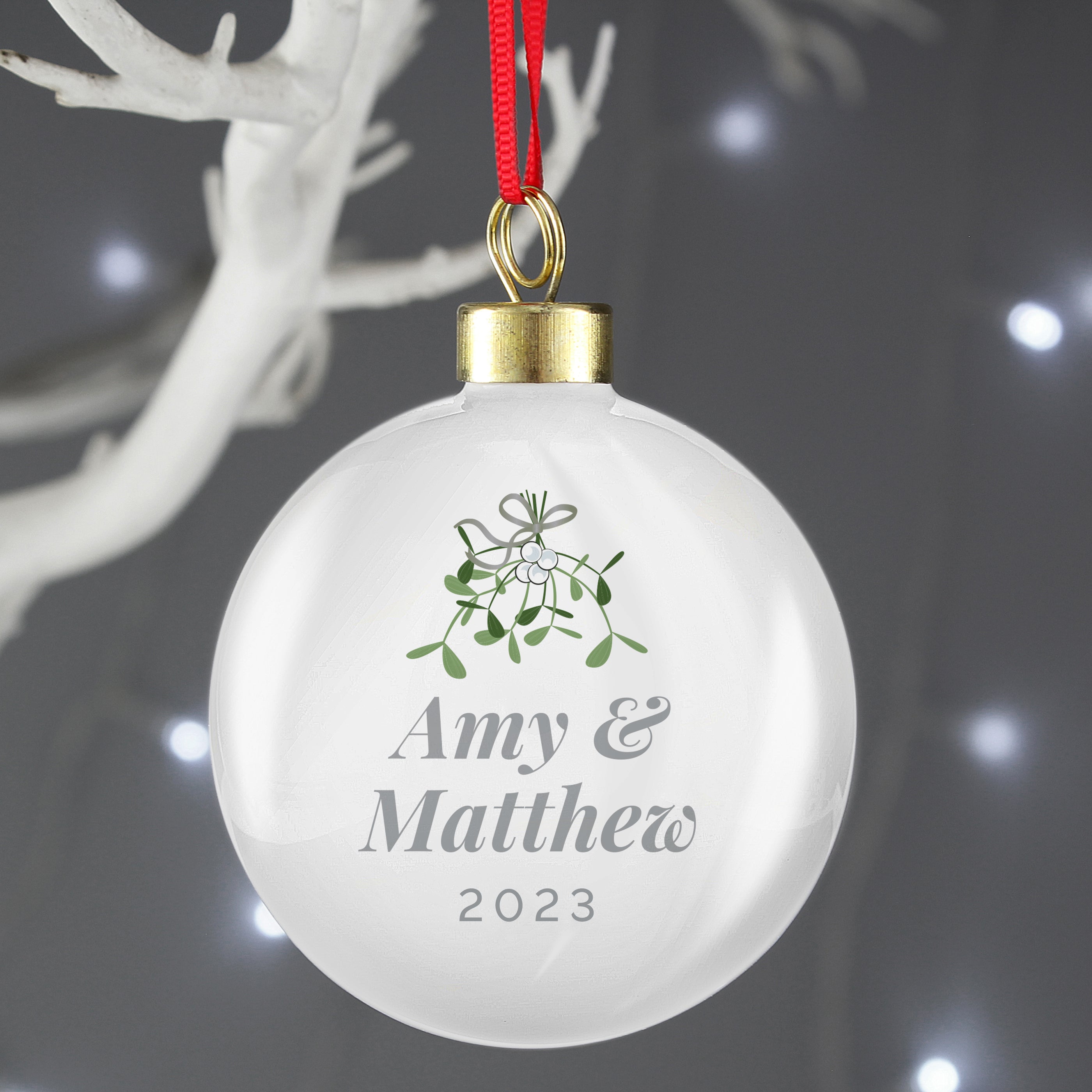 Personalised Couples Mistletoe Bauble