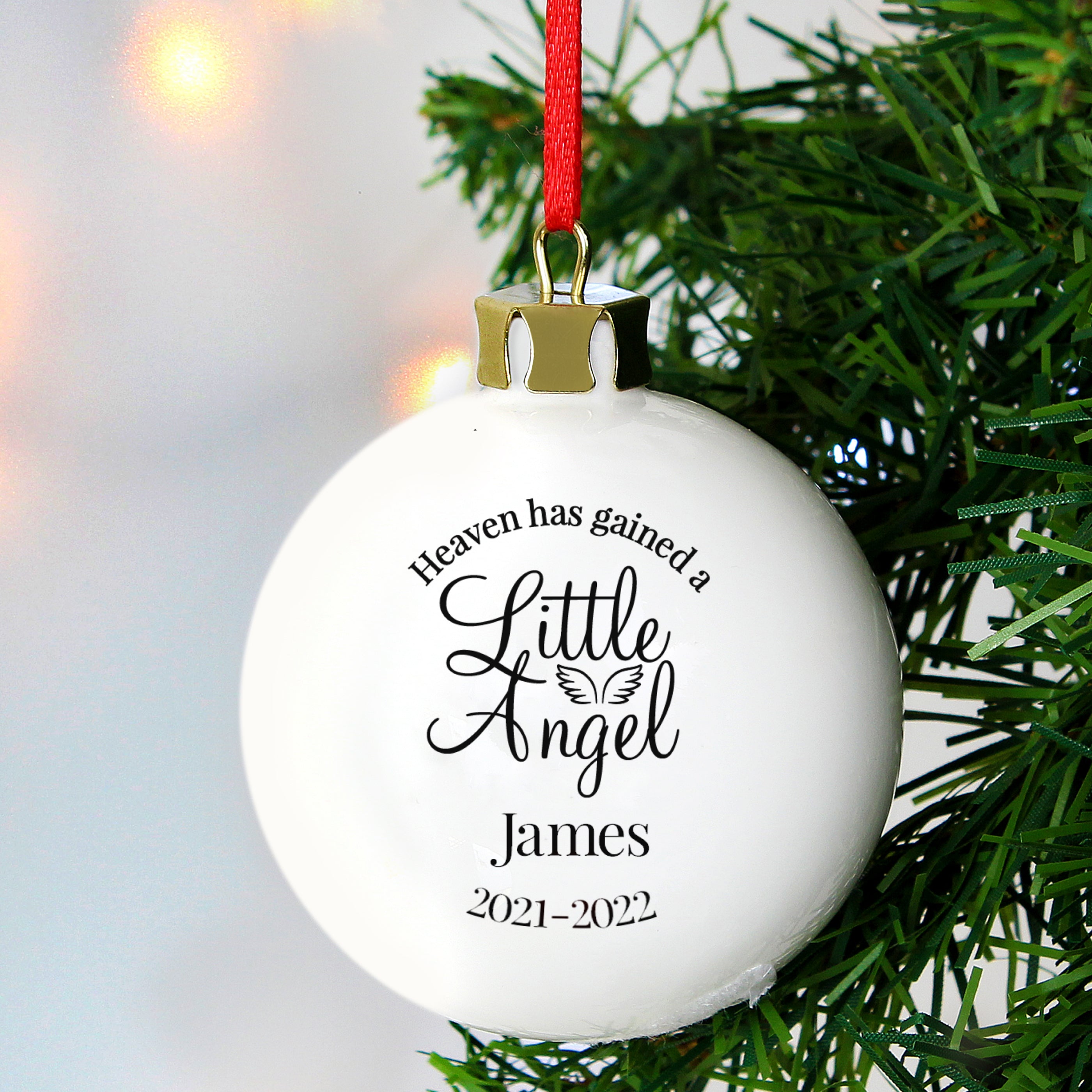 Personalised Little Angel Memorial Bauble