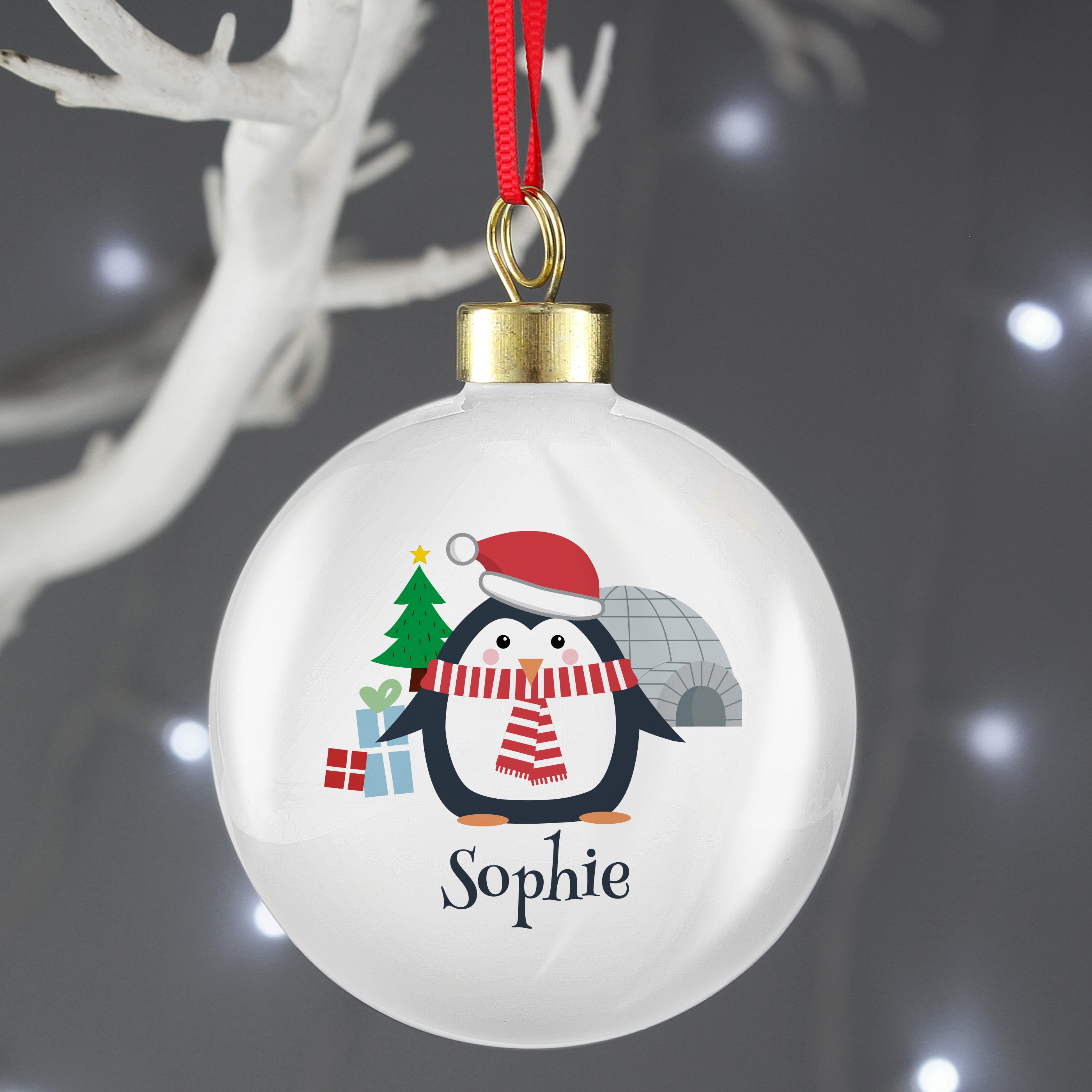 Personalised Christmas Penguin Bauble