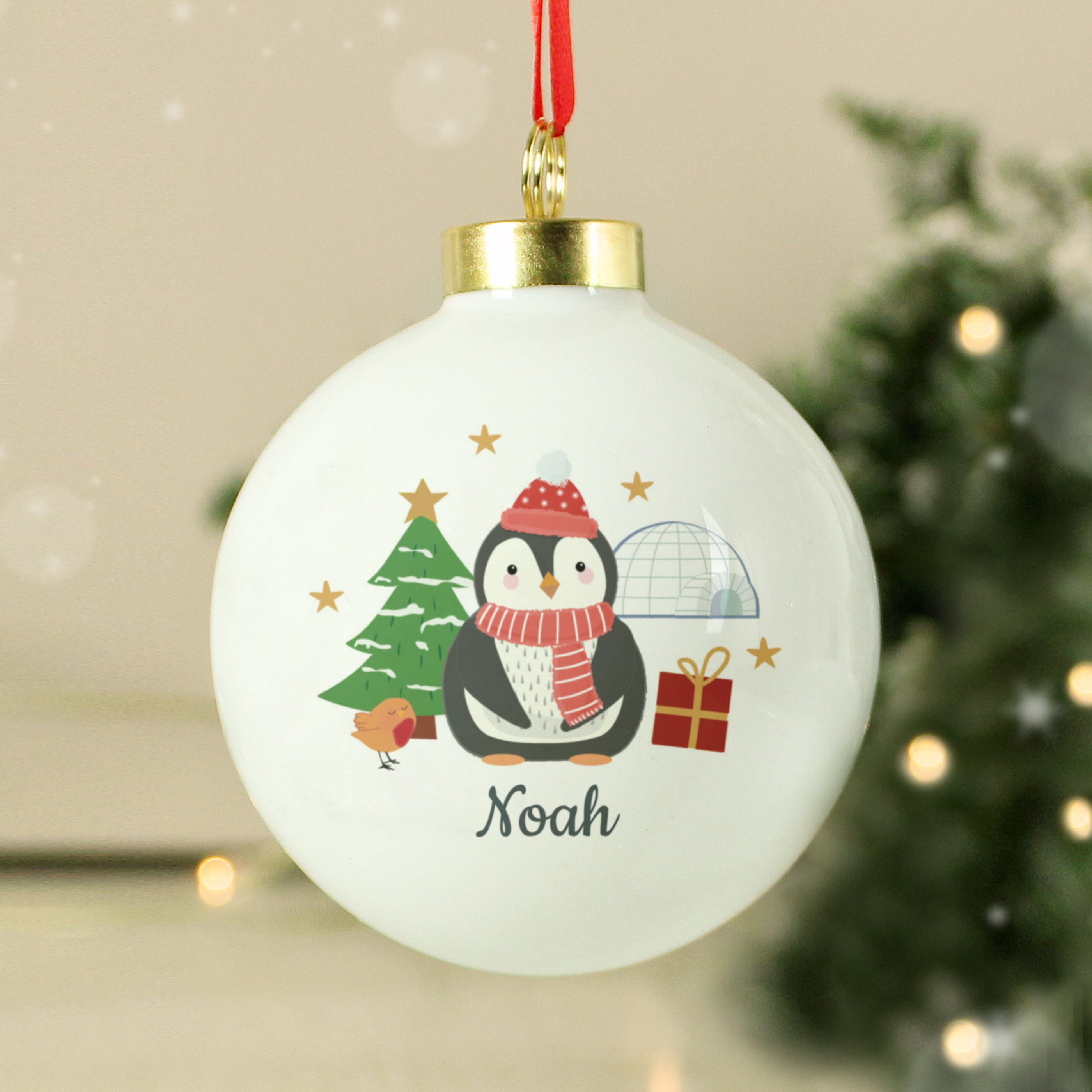 Personalised Christmas Penguin Bauble