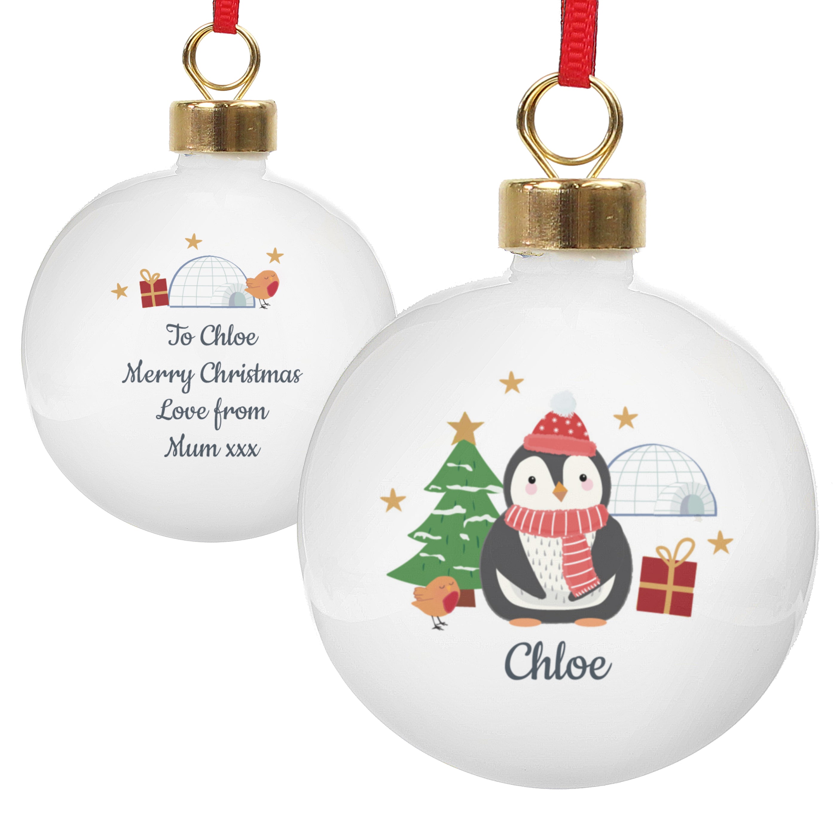 Personalised Christmas Penguin Bauble