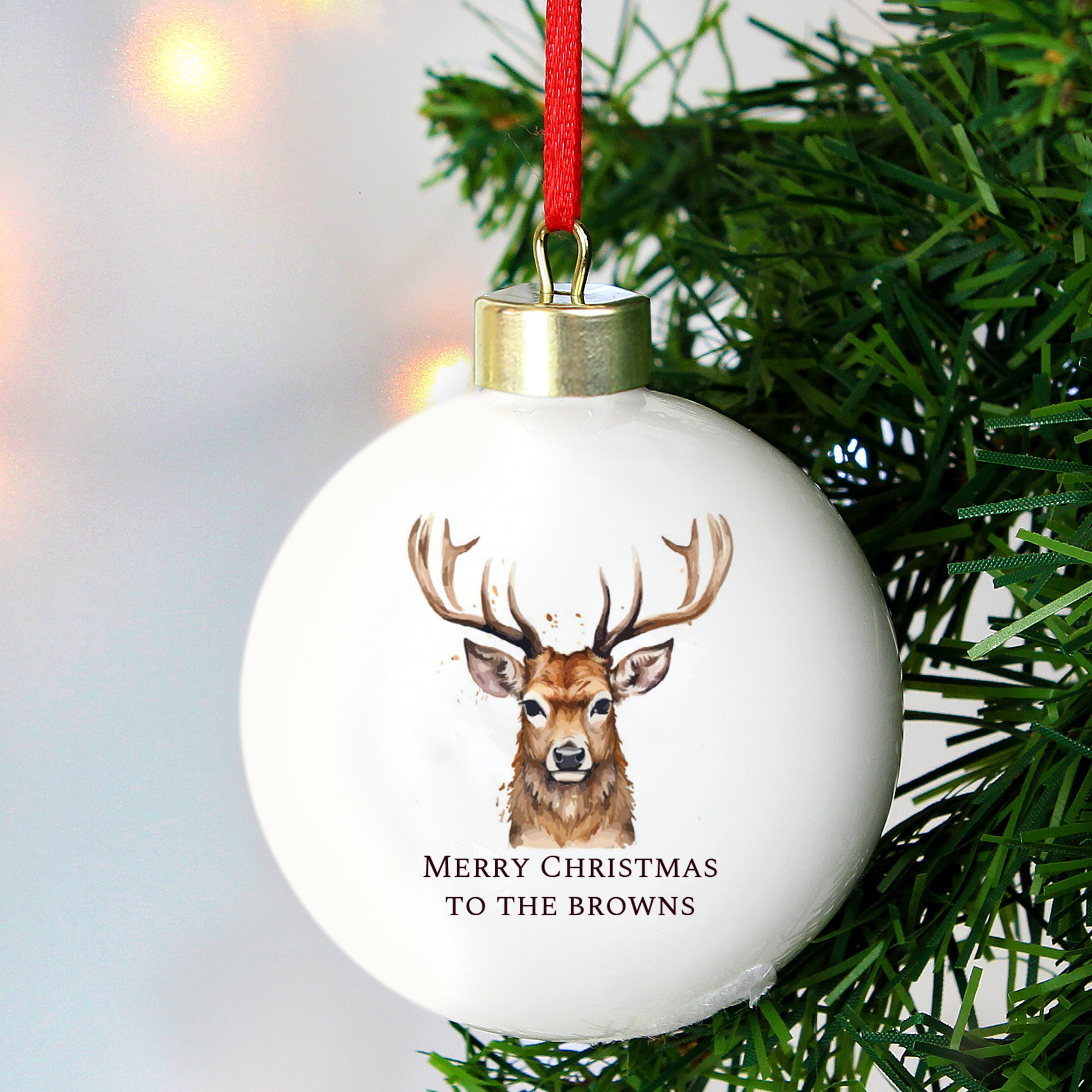 Personalised Watercolour Stag Bauble