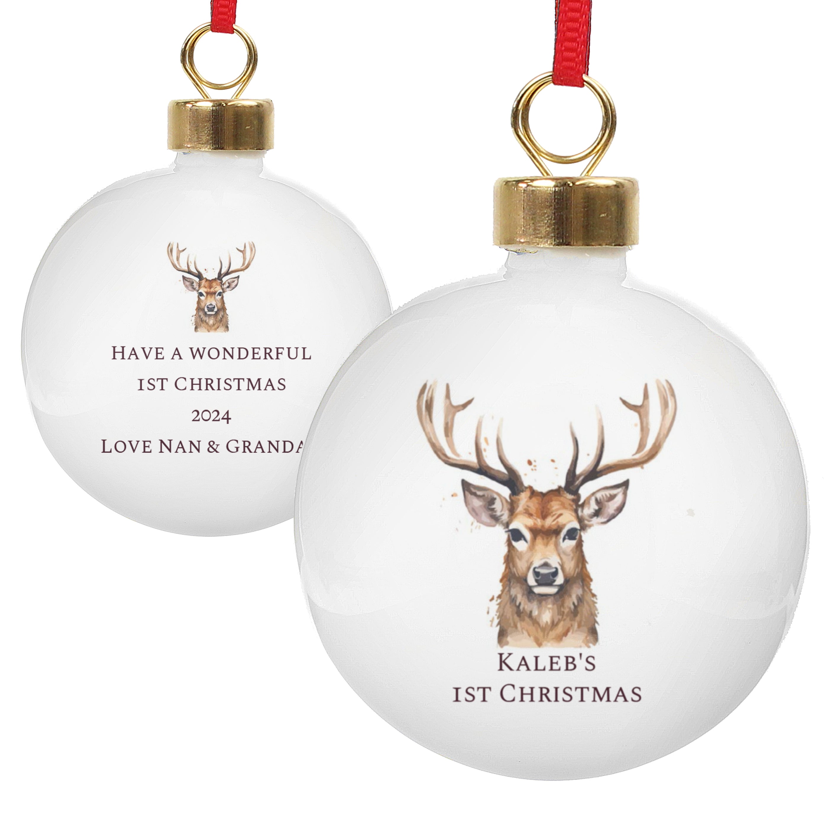 Personalised Watercolour Stag Bauble