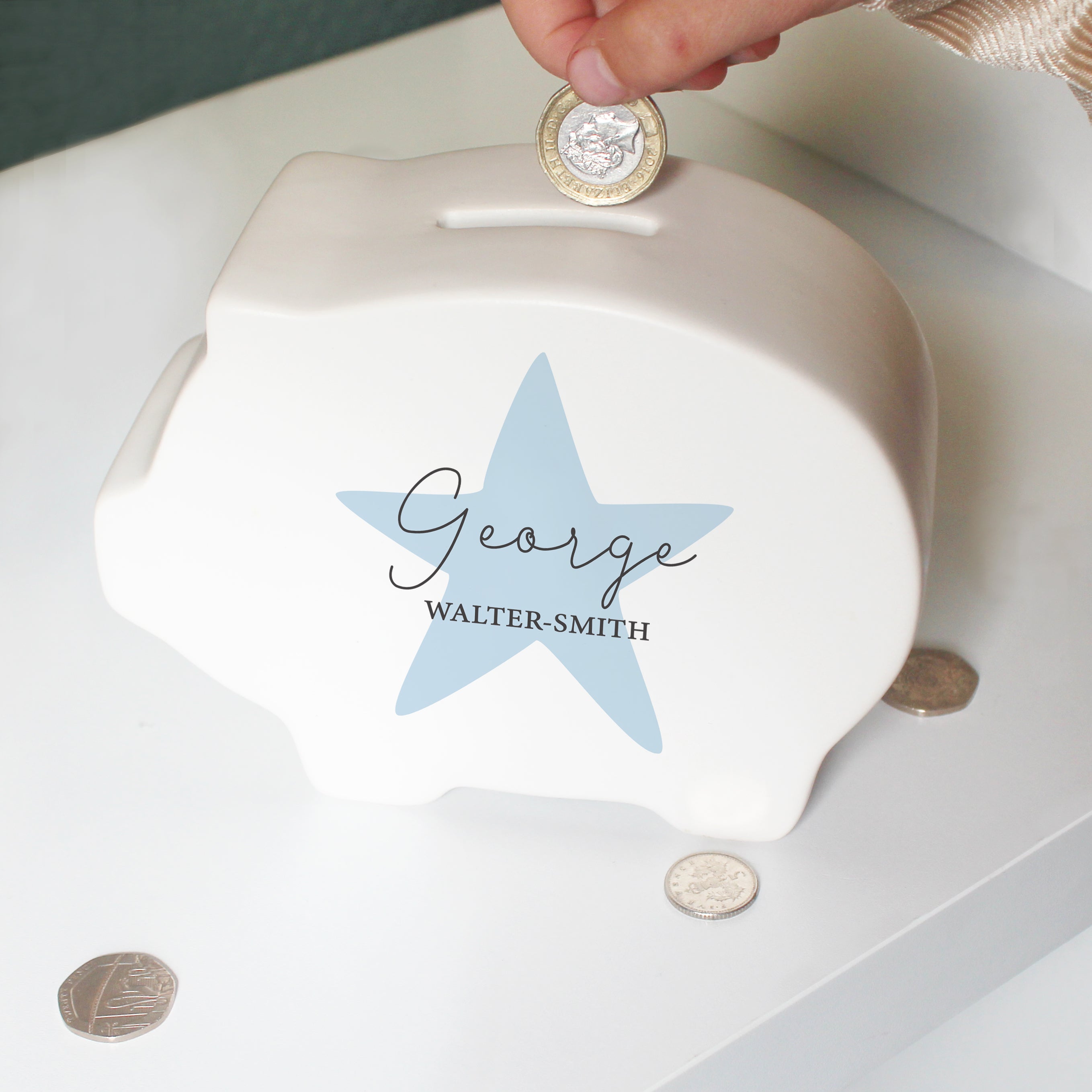 Personalised Blue Star Piggy Bank