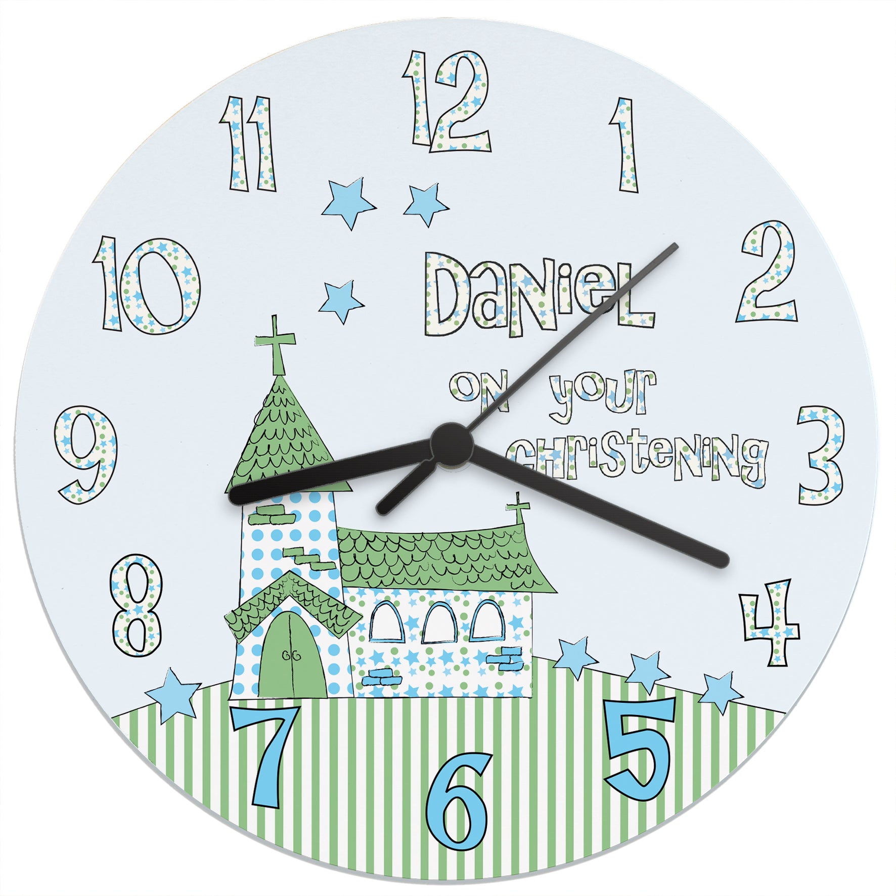 Personalised Church Boys Christening Clock