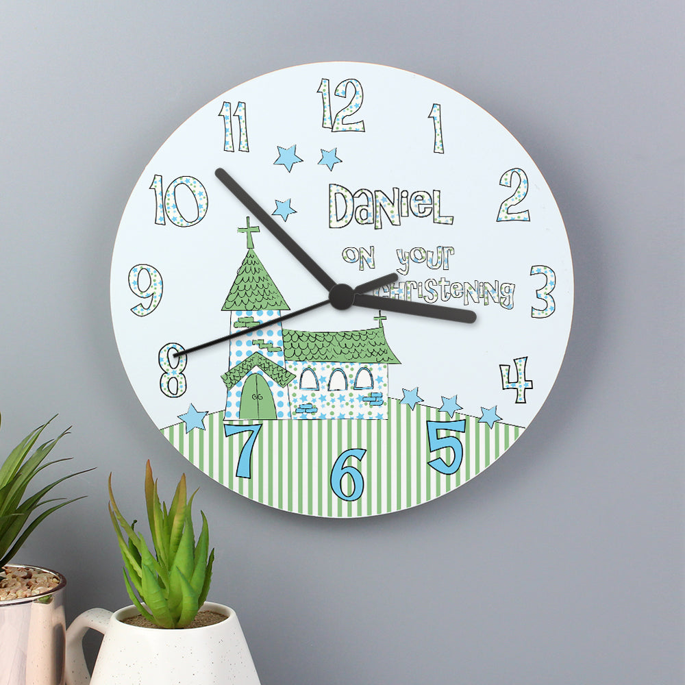 Personalised Church Boys Christening Clock