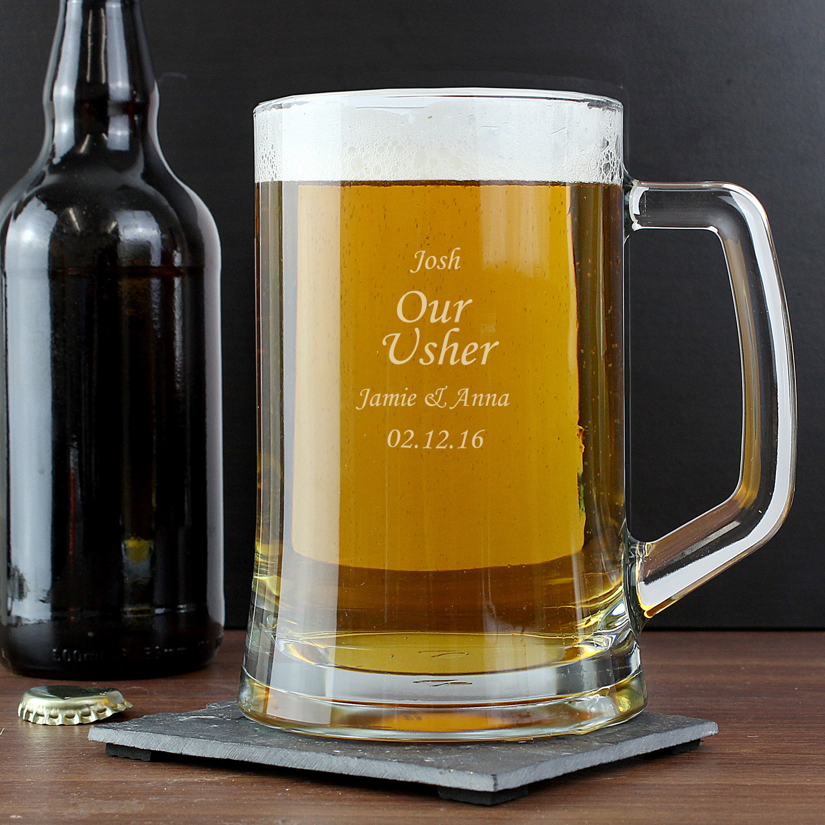 Engraved Personalised Glass Pint Stern Tankard