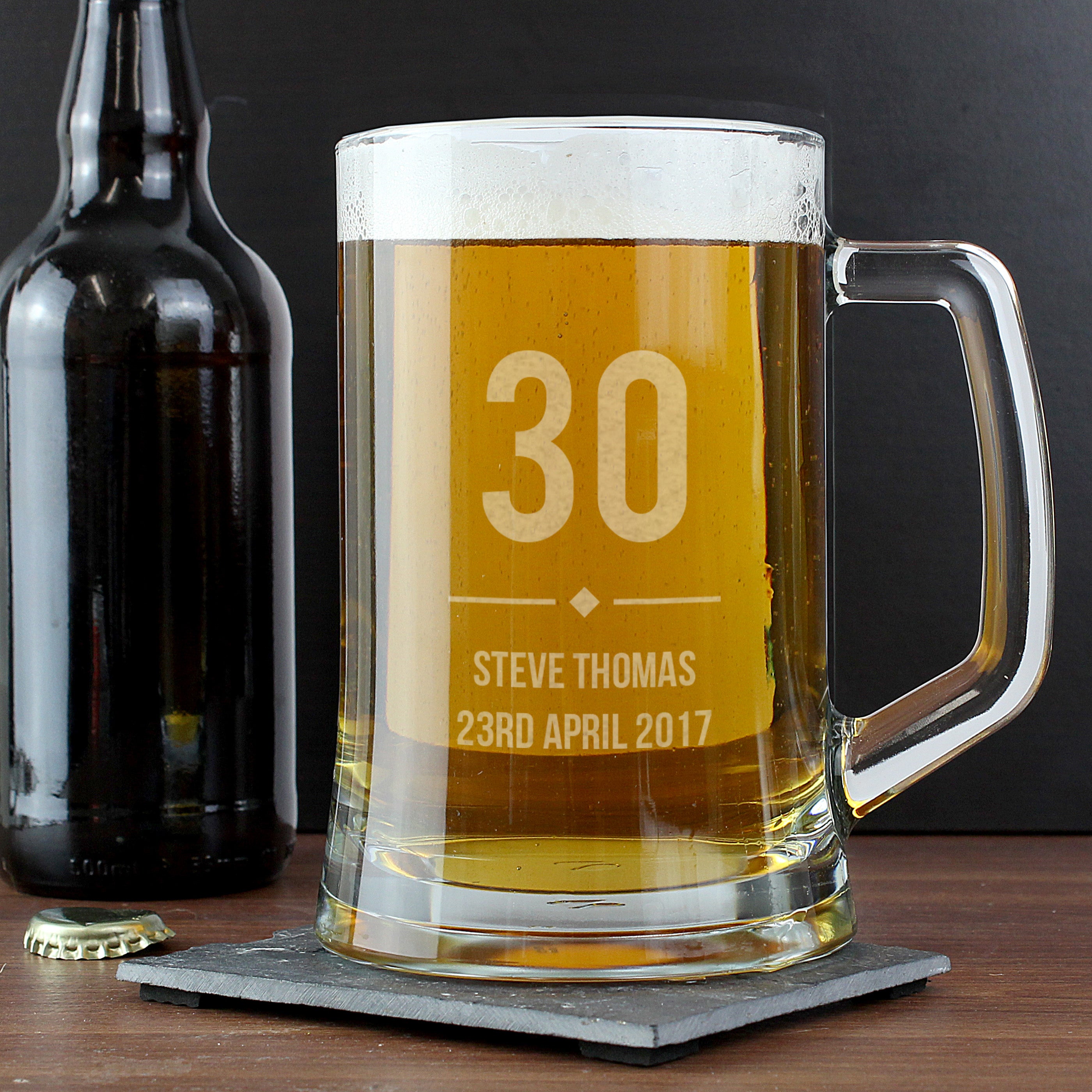 Personalised Big Age Glass Pint Stern Tankard