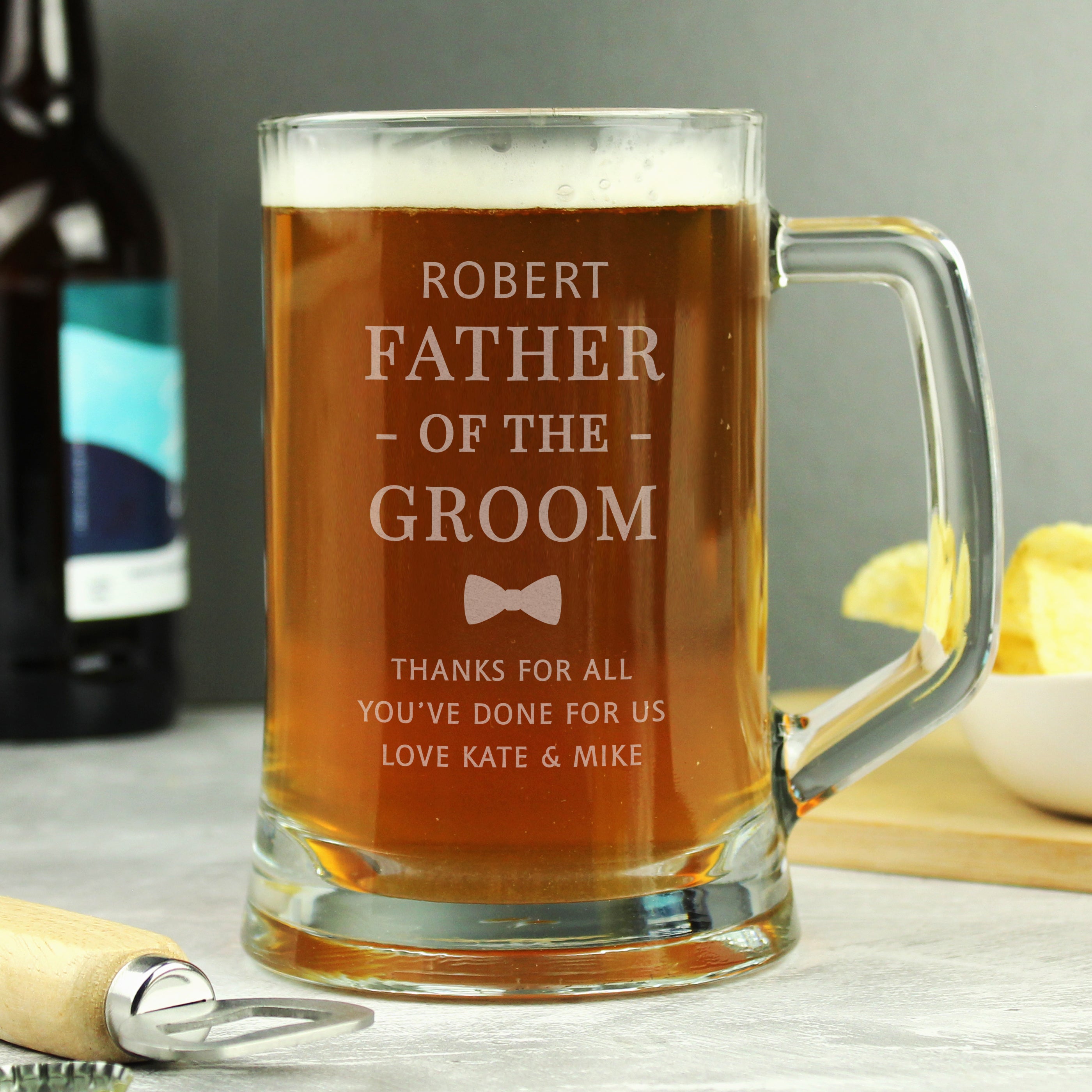 Personalised Father of the Groom Pint Stern Tankard