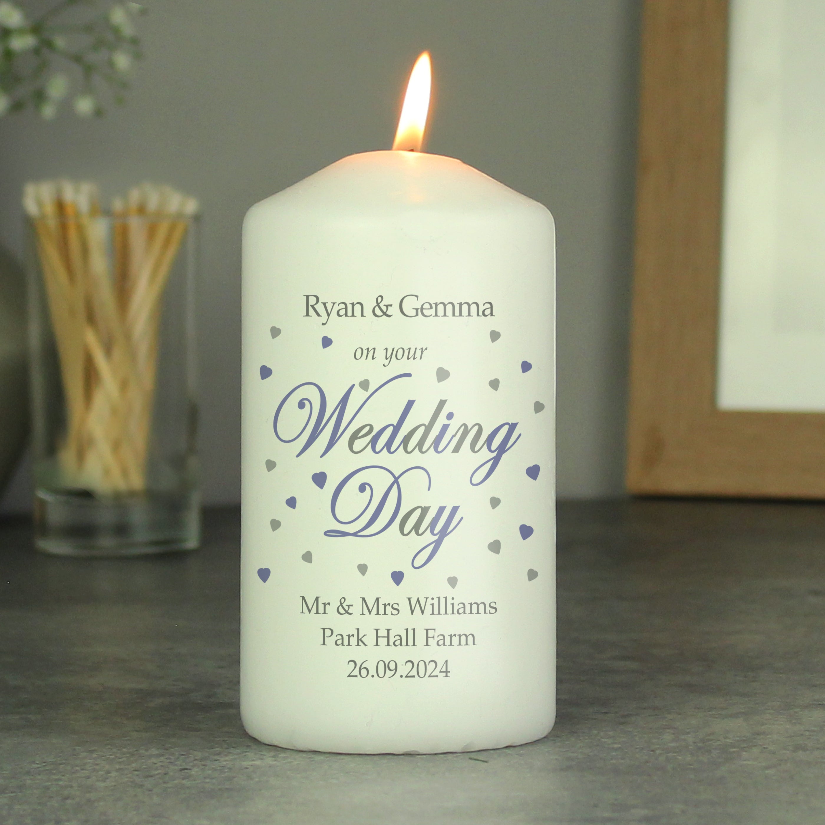 Personalised Wedding Day Pillar Candle