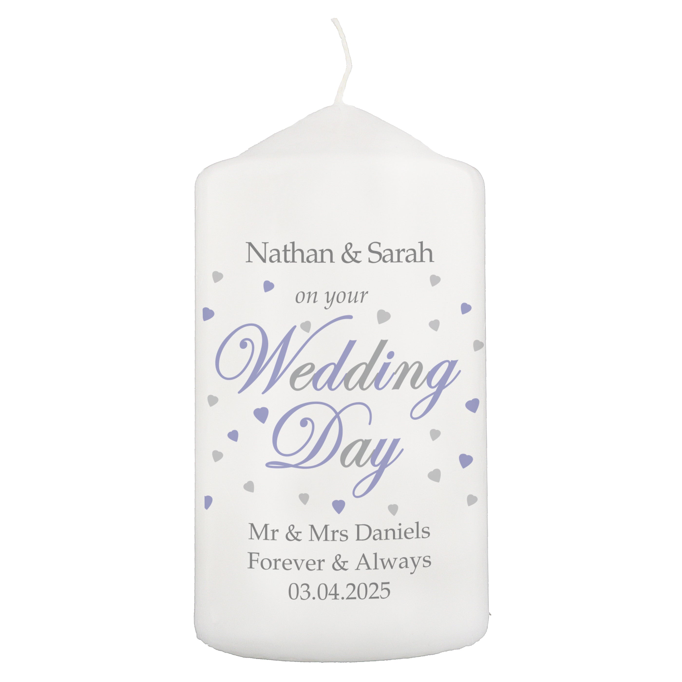 Personalised Wedding Day Pillar Candle