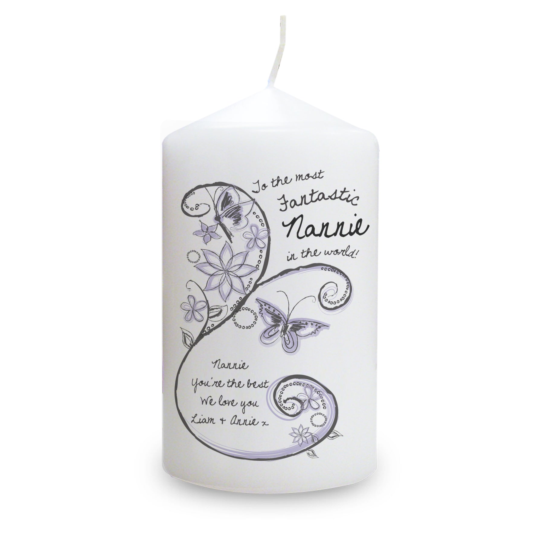 Personalised Flower Pattern Pillar Candle