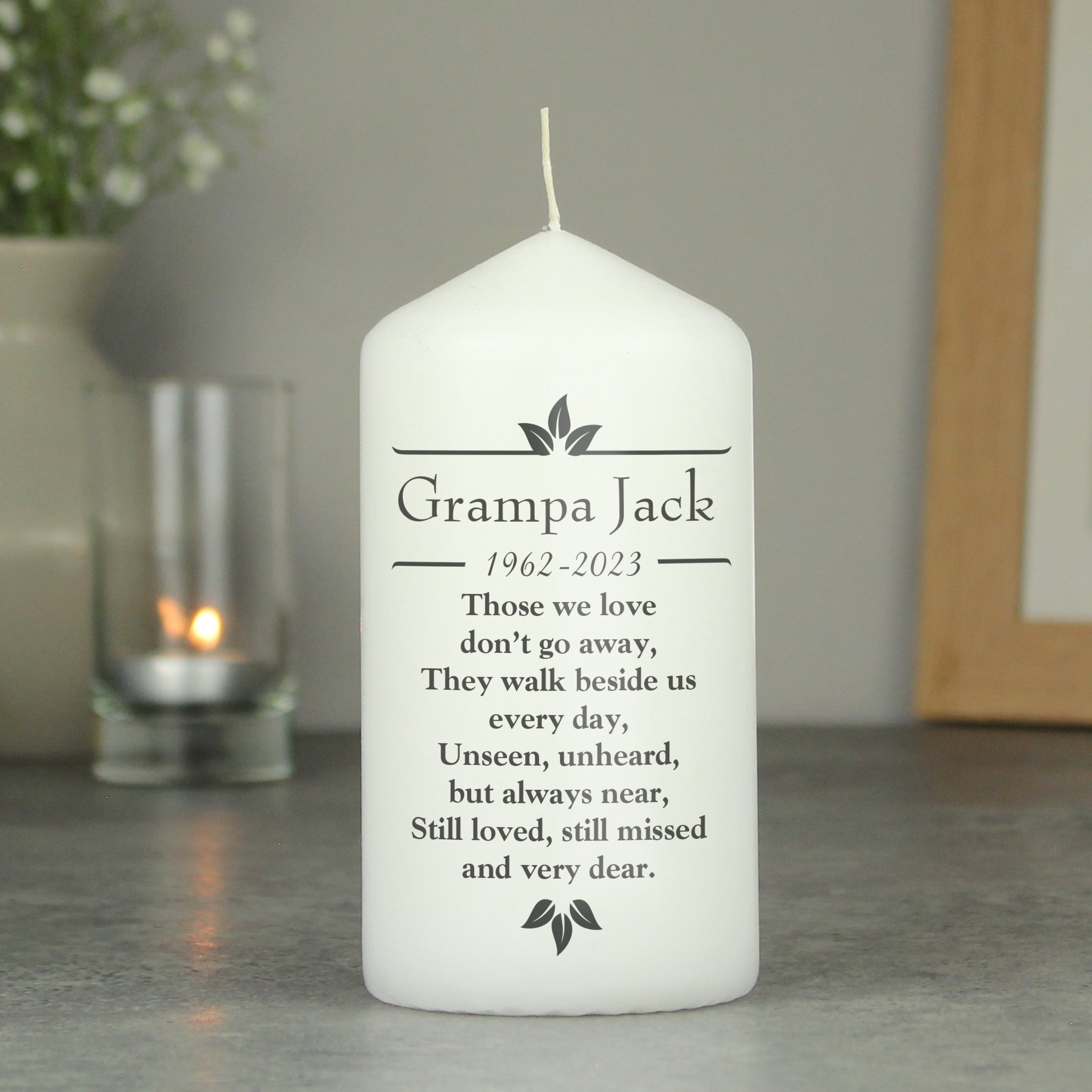 Personalised Sentiments 'Those We Love' Pillar Candle