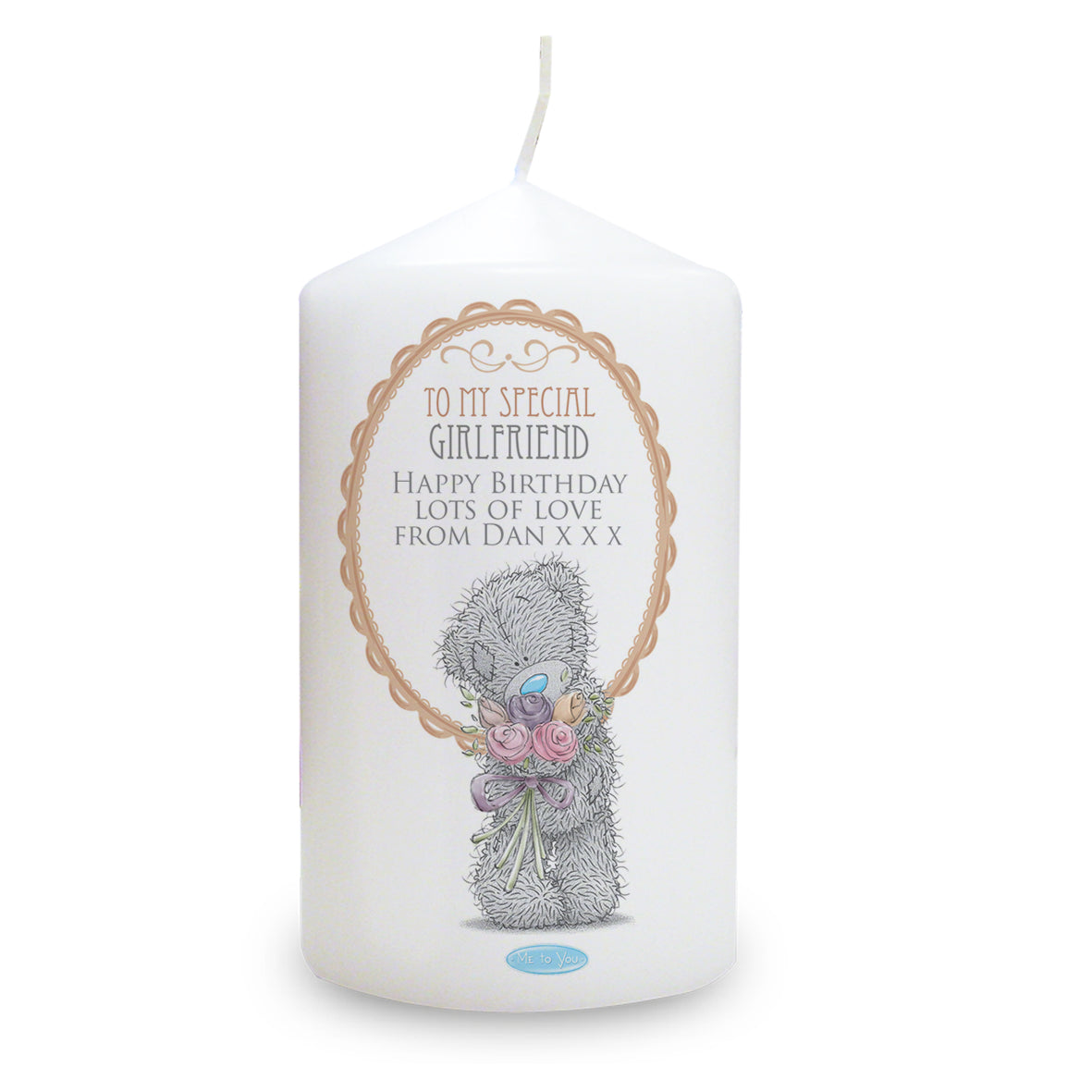 Personalised Me to You Flowers Pillar Candle For Her