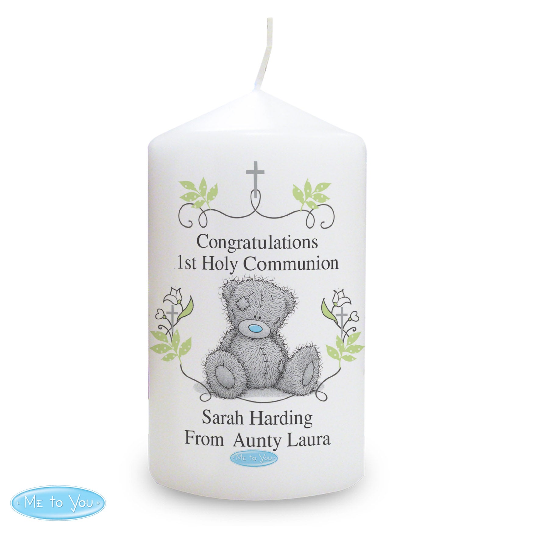 Personalised Me To You Religious Cross Pillar Candle