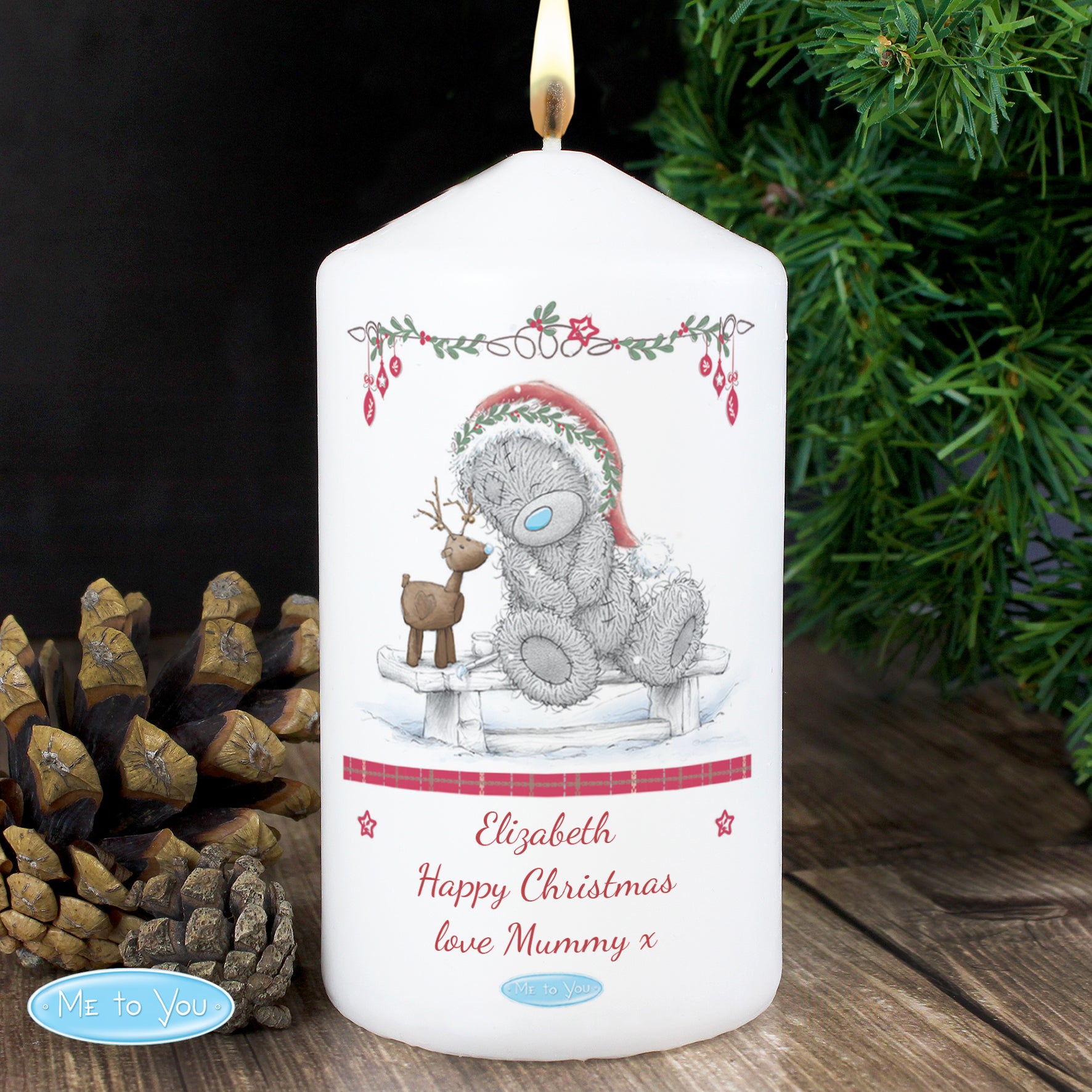 Personalised Me To You Reindeer Pillar Candle