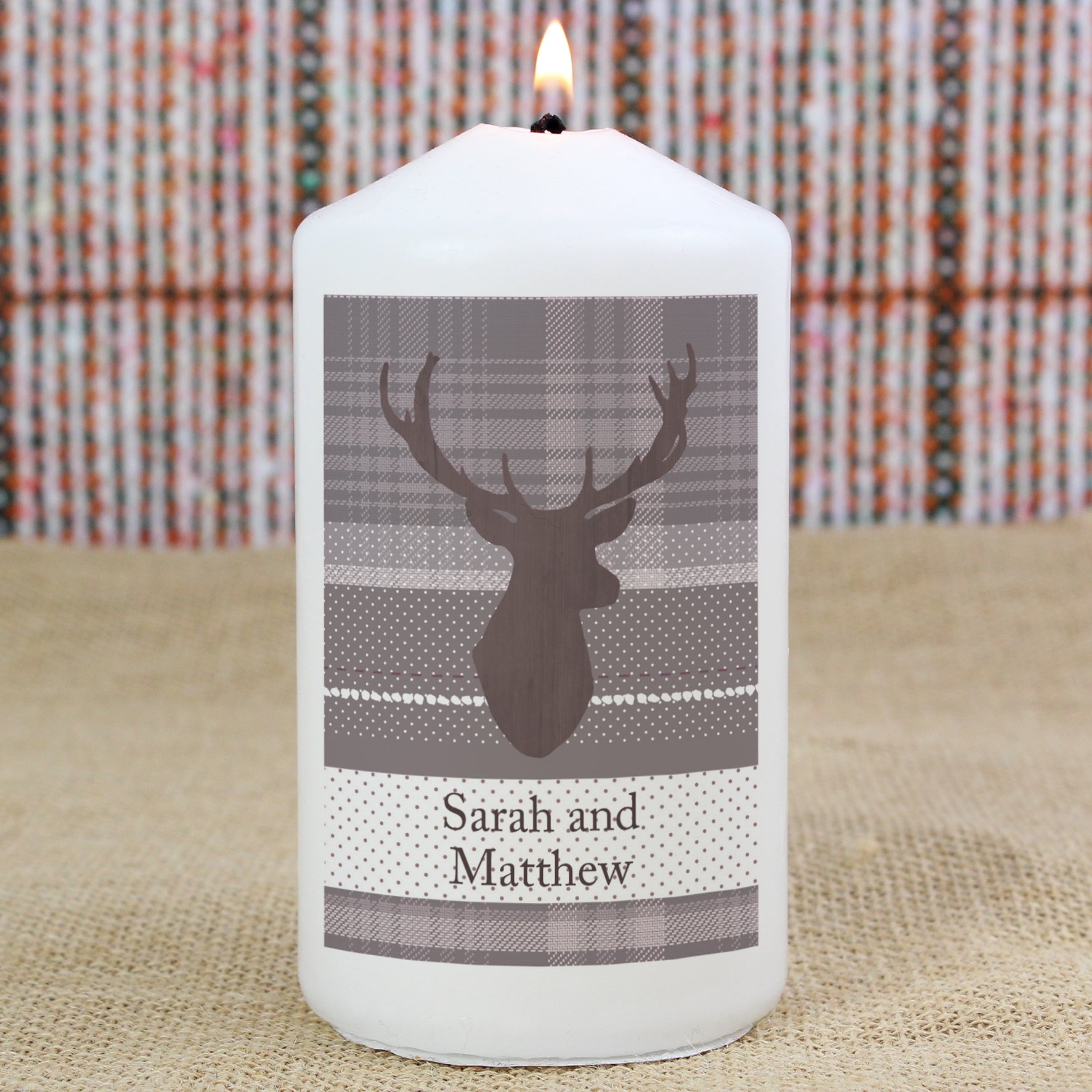 Personalised Highland Stag Pillar Candle