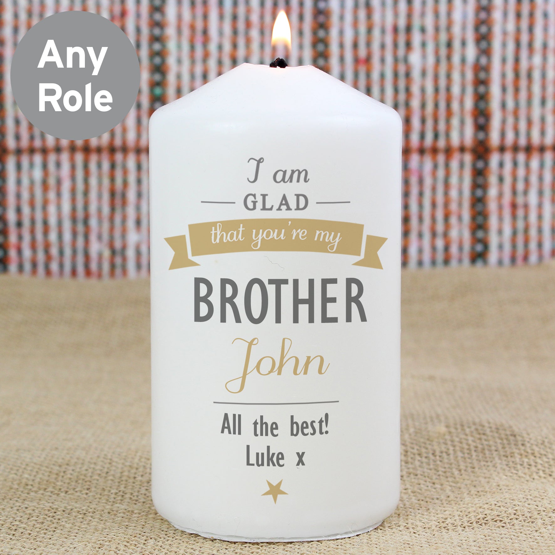 Personalised I Am Glad... Pillar Candle