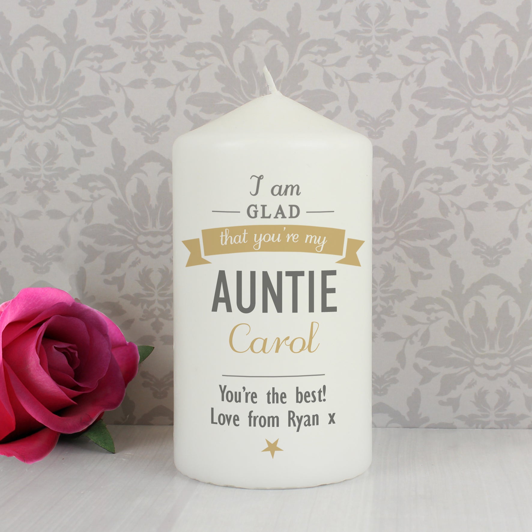 Personalised I Am Glad... Pillar Candle