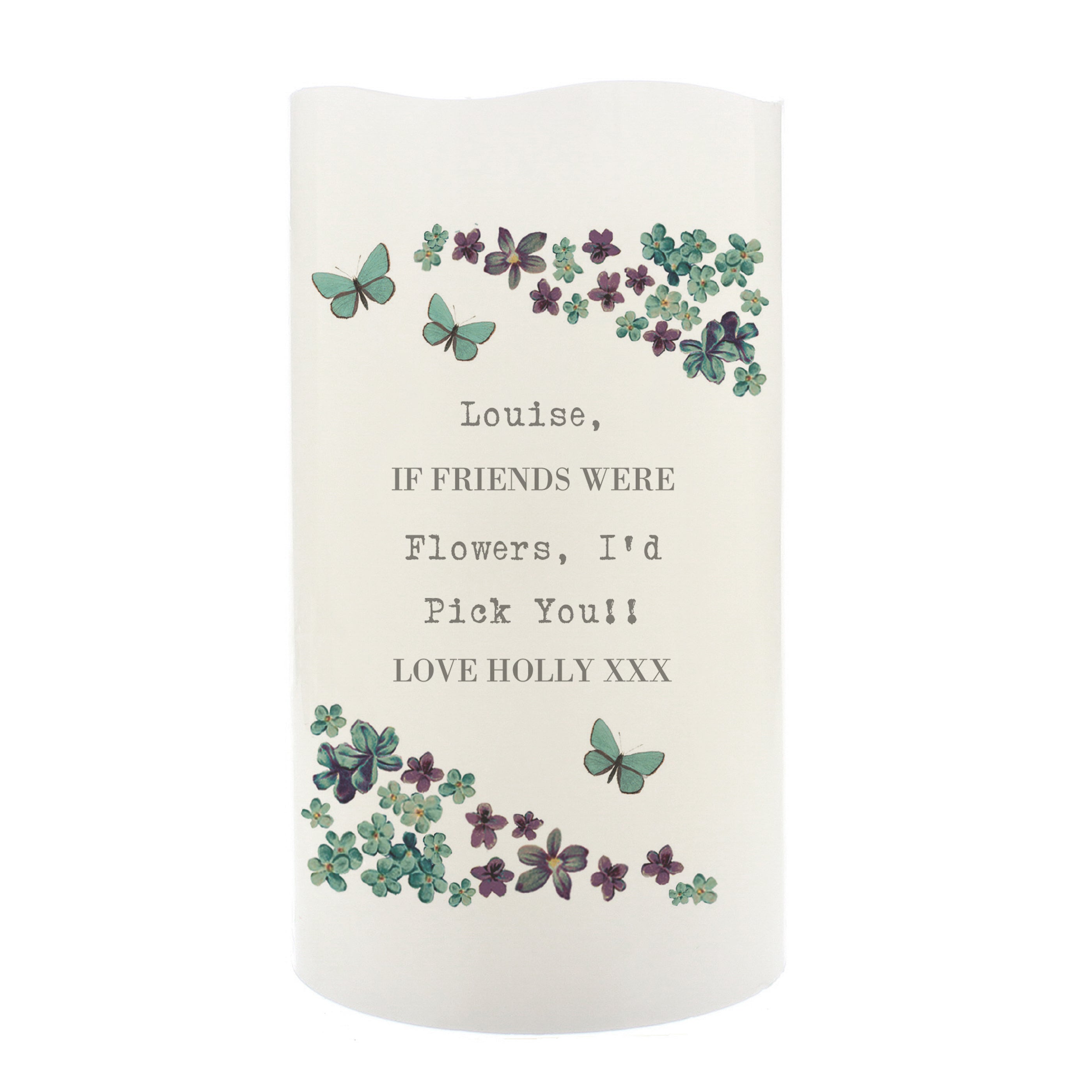 Personalised Forget Me Not LED Candle