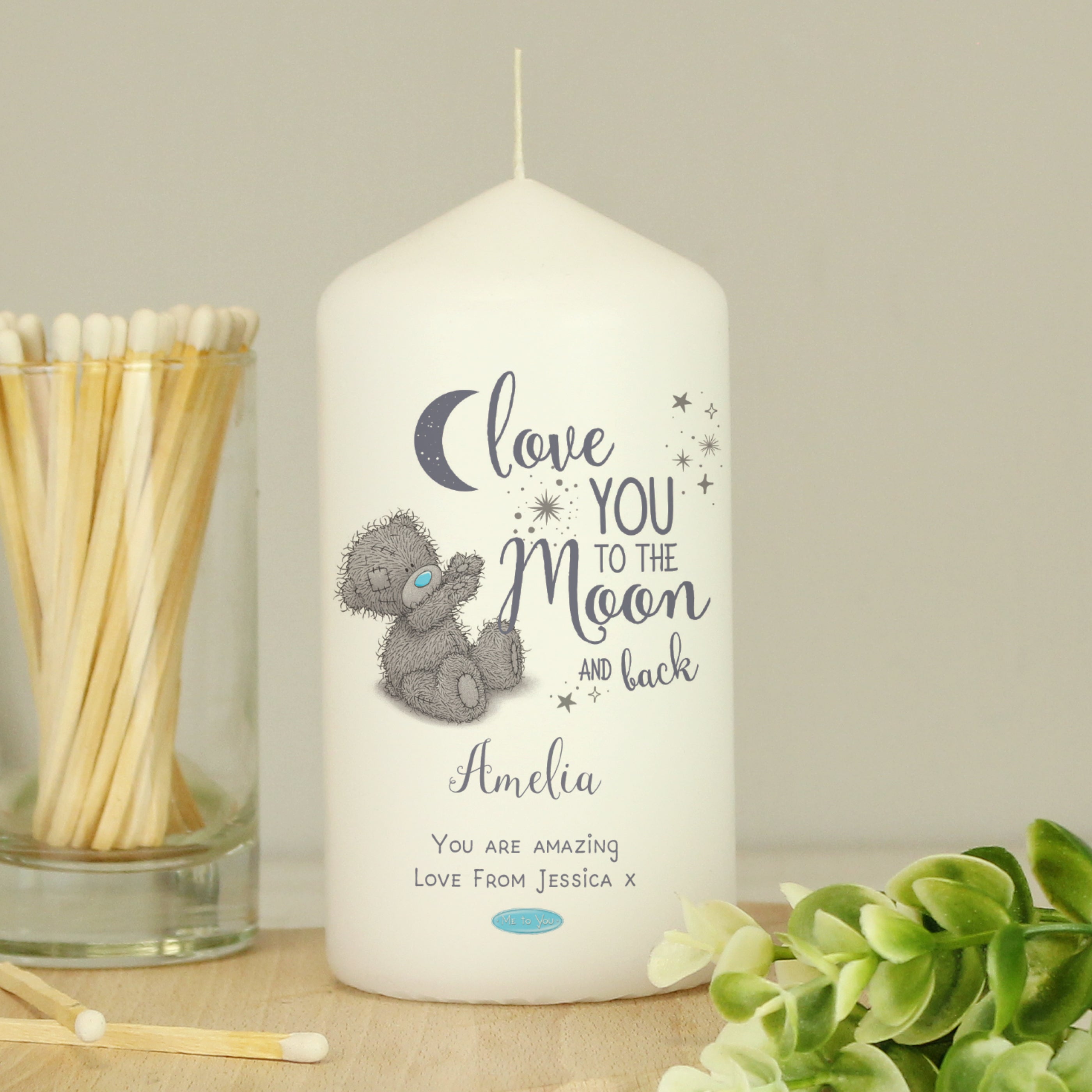 Personalised Me to You 'Love You to the Moon and Back' Pillar Candle