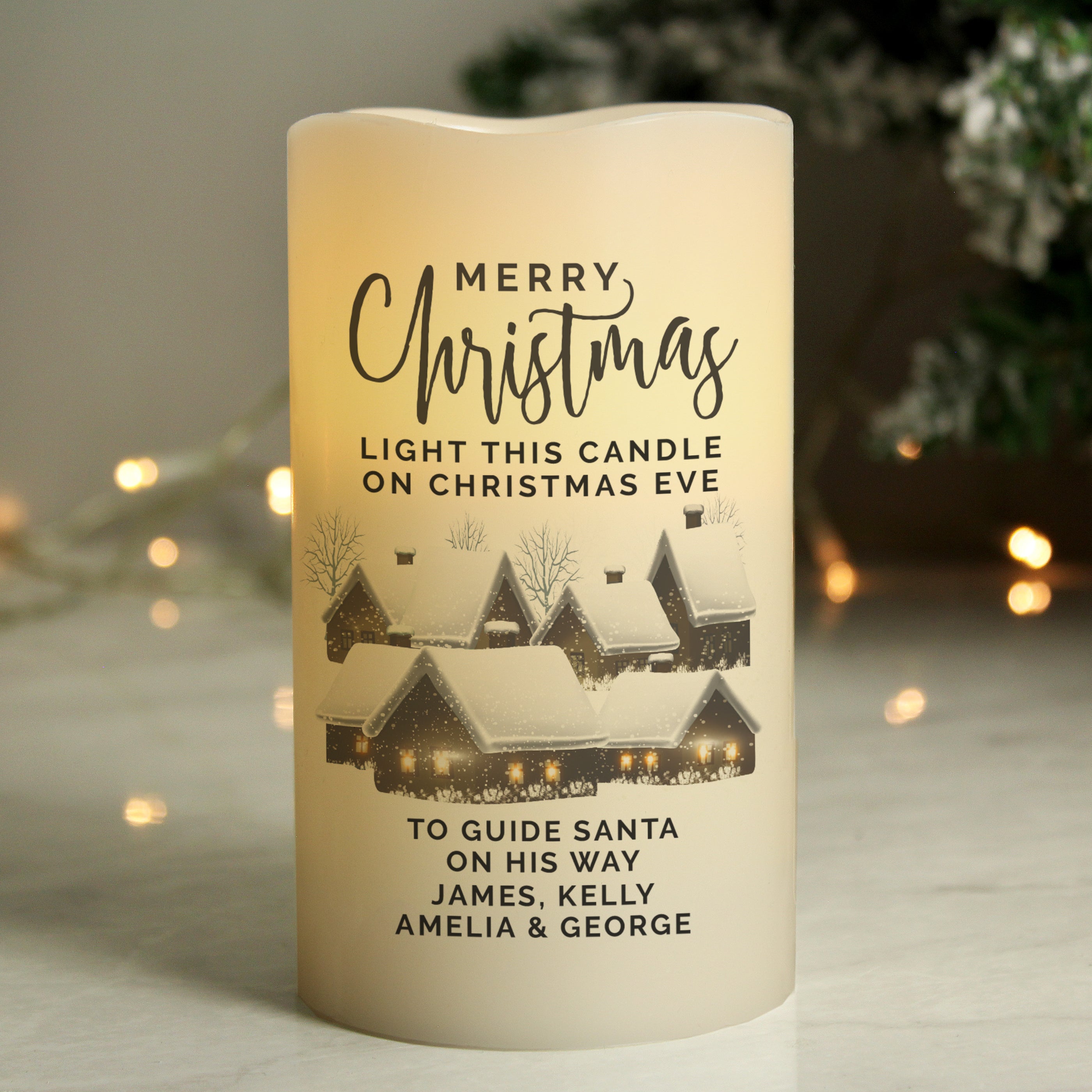 Personalised Christmas Town LED Candle