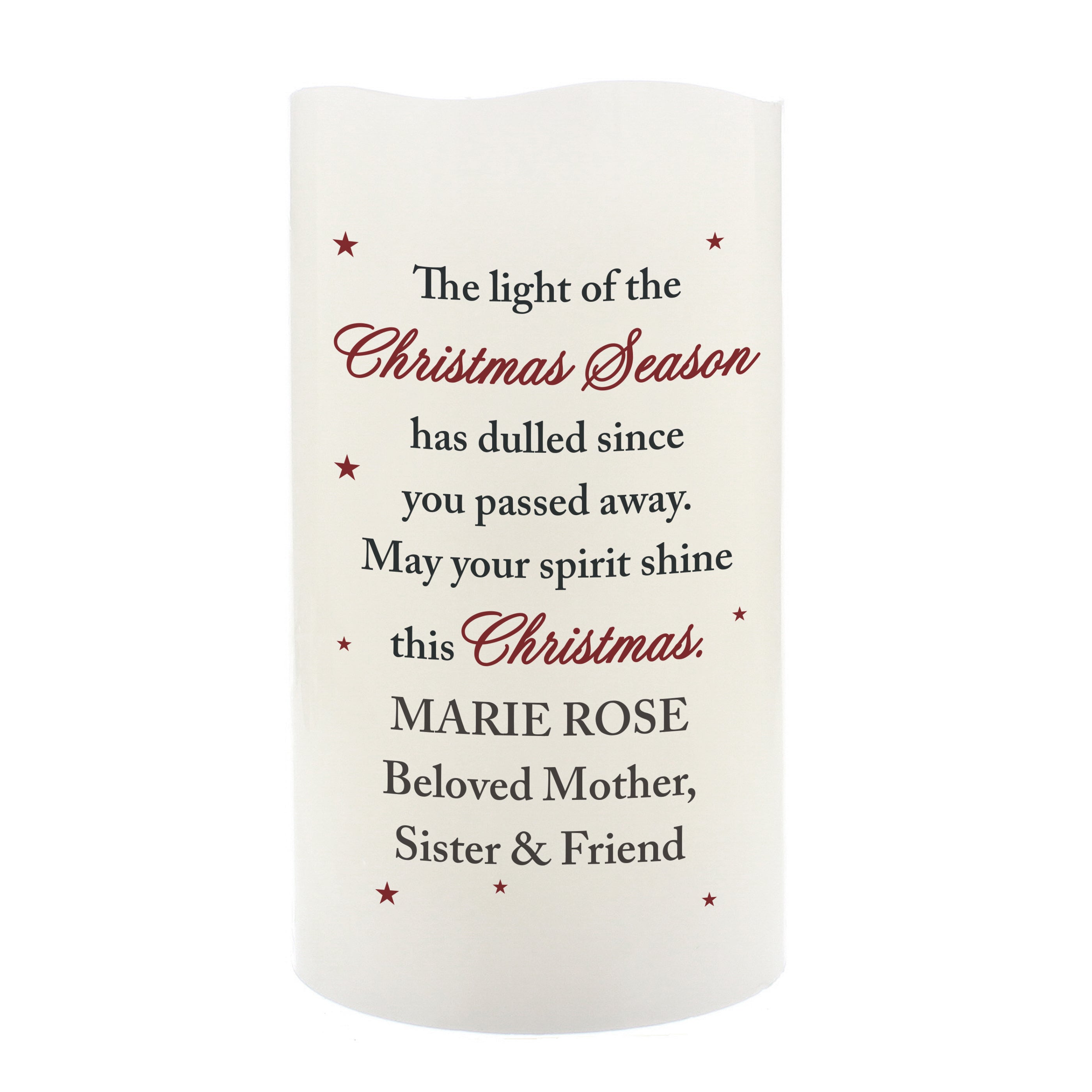 Personalised Christmas Season Memorial LED Candle