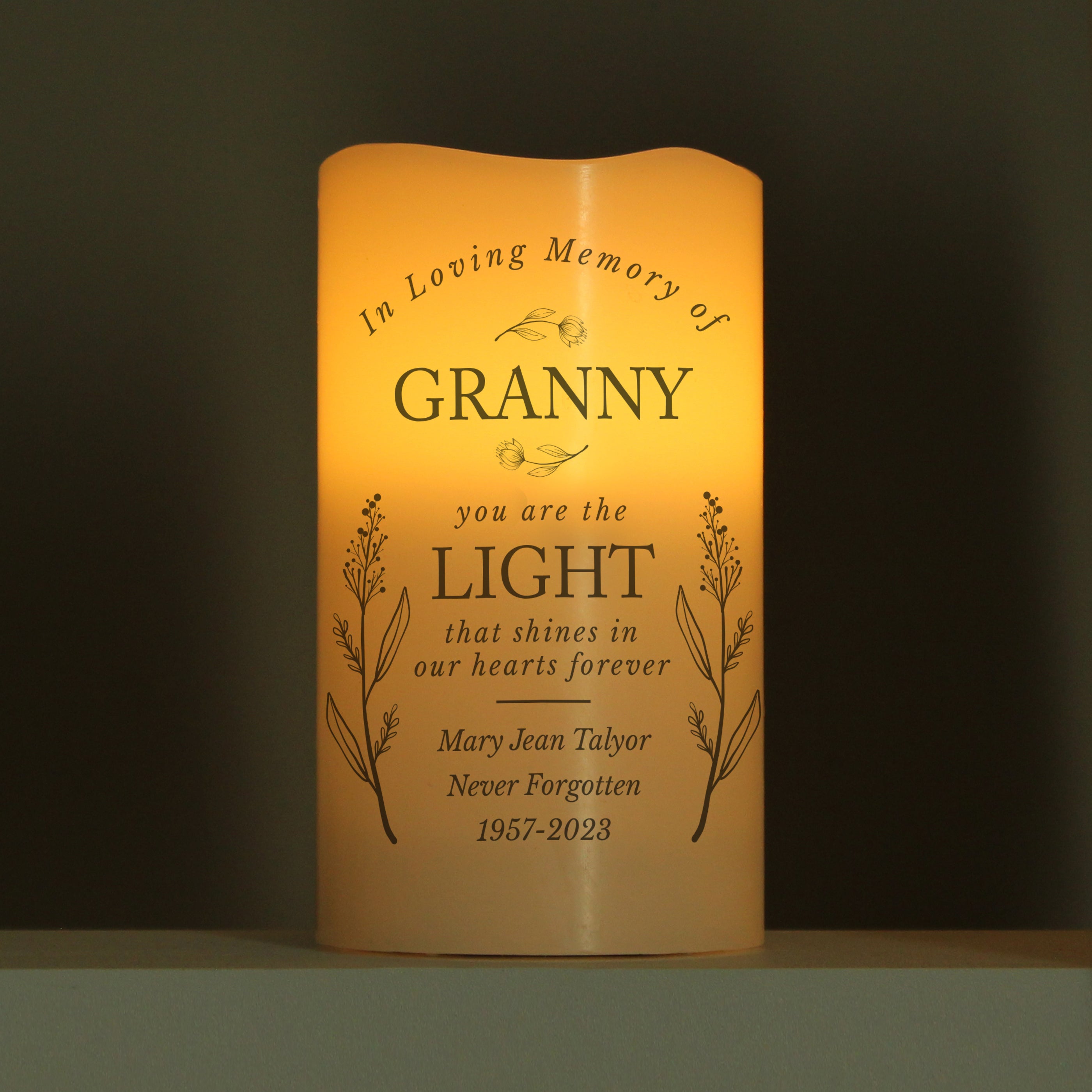 Personalised In Loving Memory LED Candle